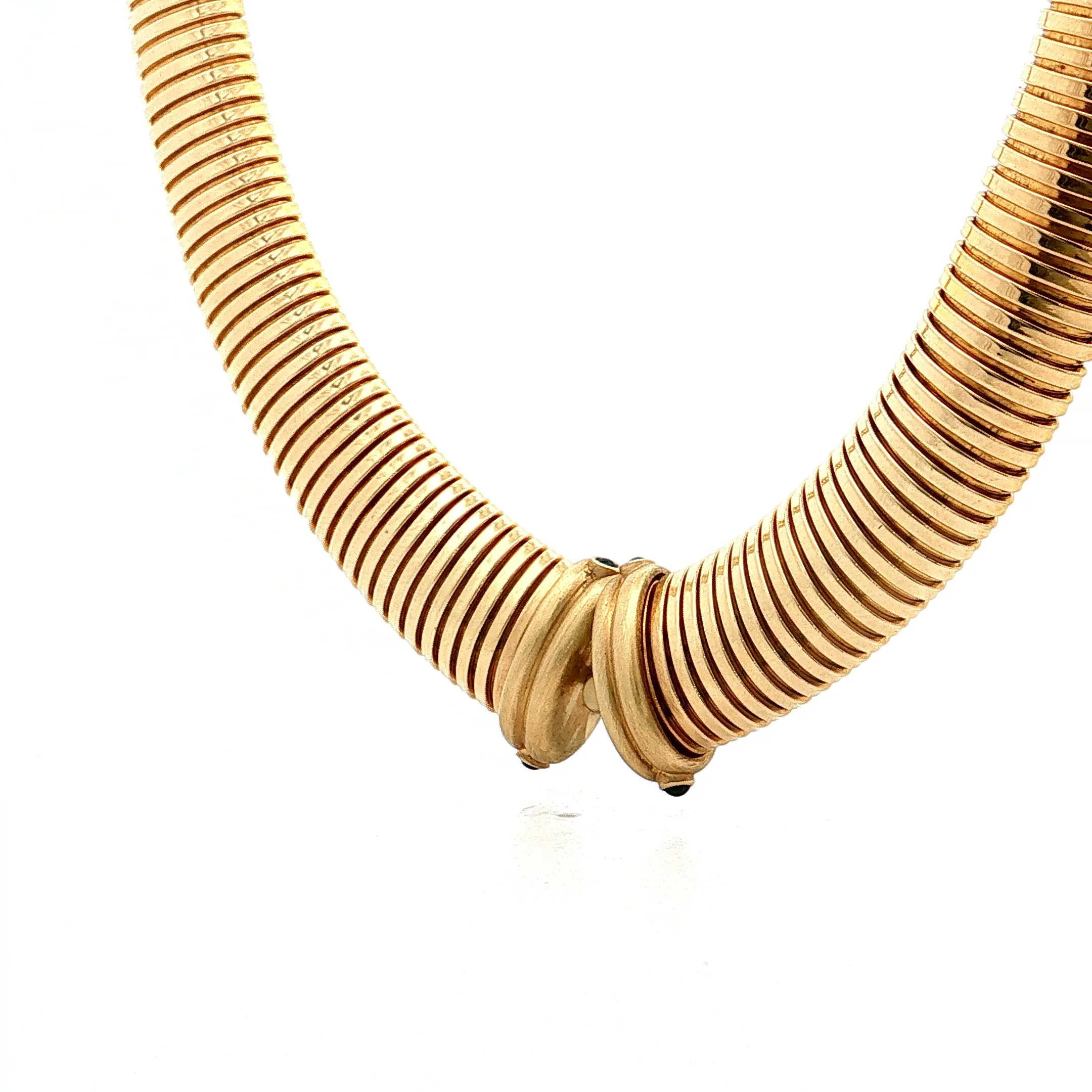 Blue Sapphire Tubogas Necklace 14k Yellow Gold - Image 2