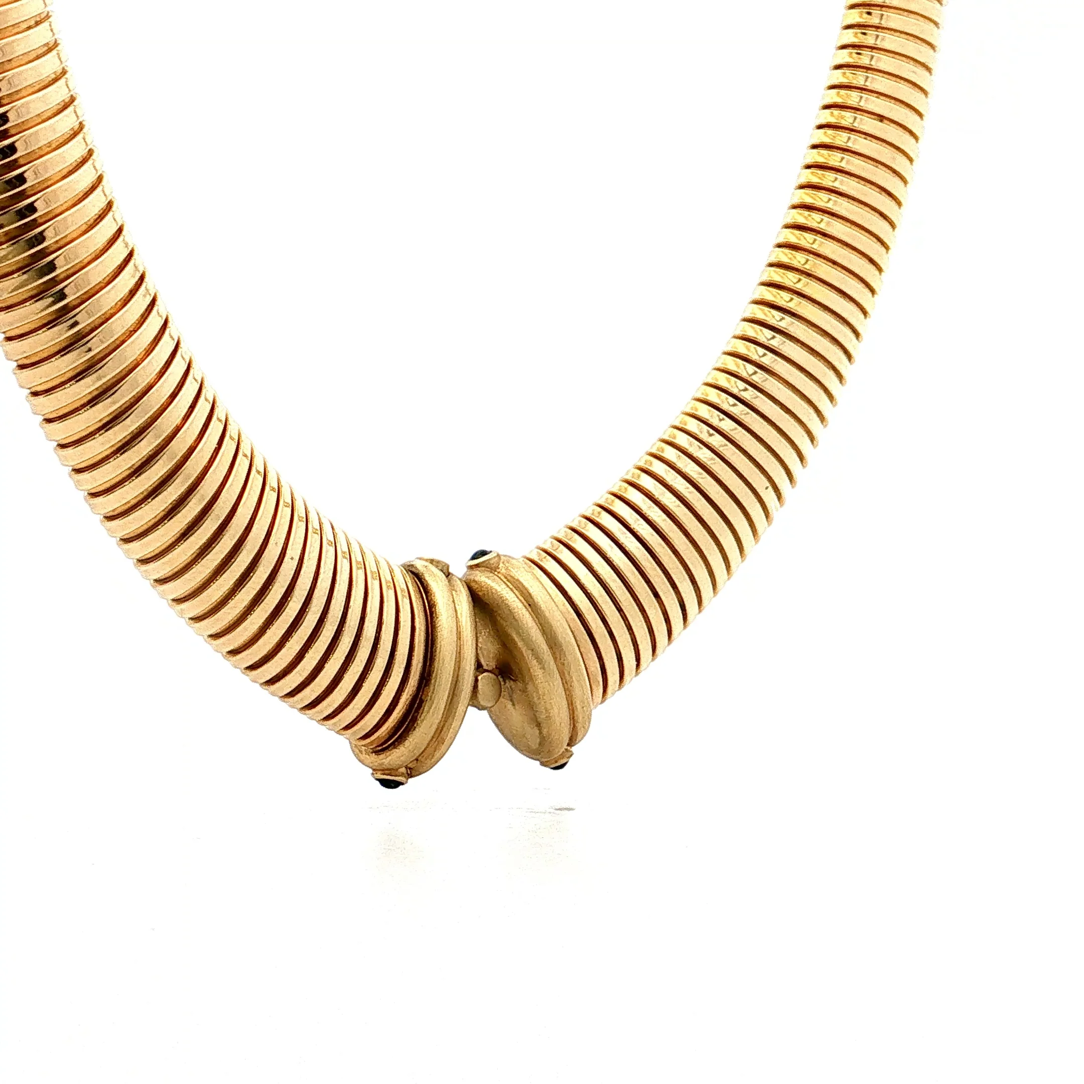 Blue Sapphire Tubogas Necklace 14k Yellow Gold - Image 3