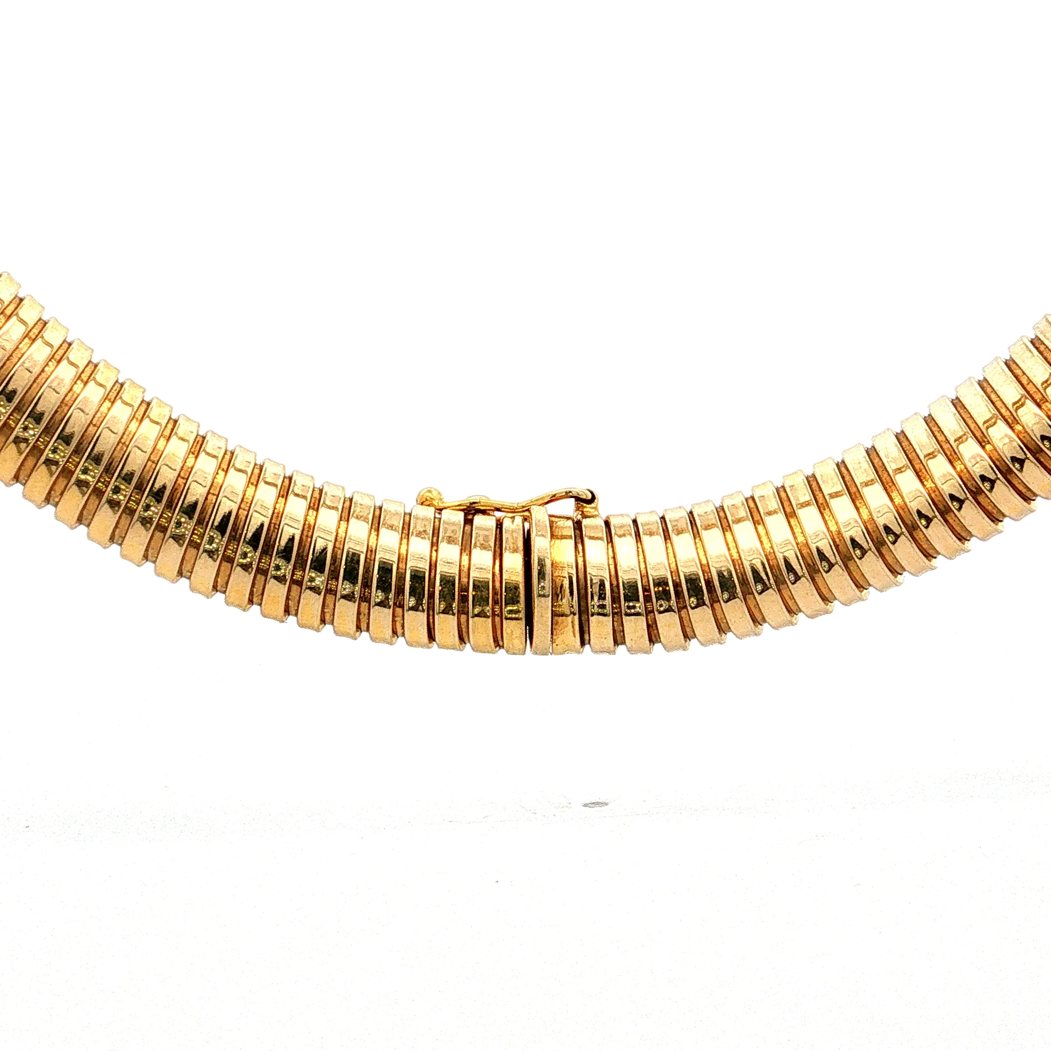 Blue Sapphire Tubogas Necklace 14k Yellow Gold - Image 4