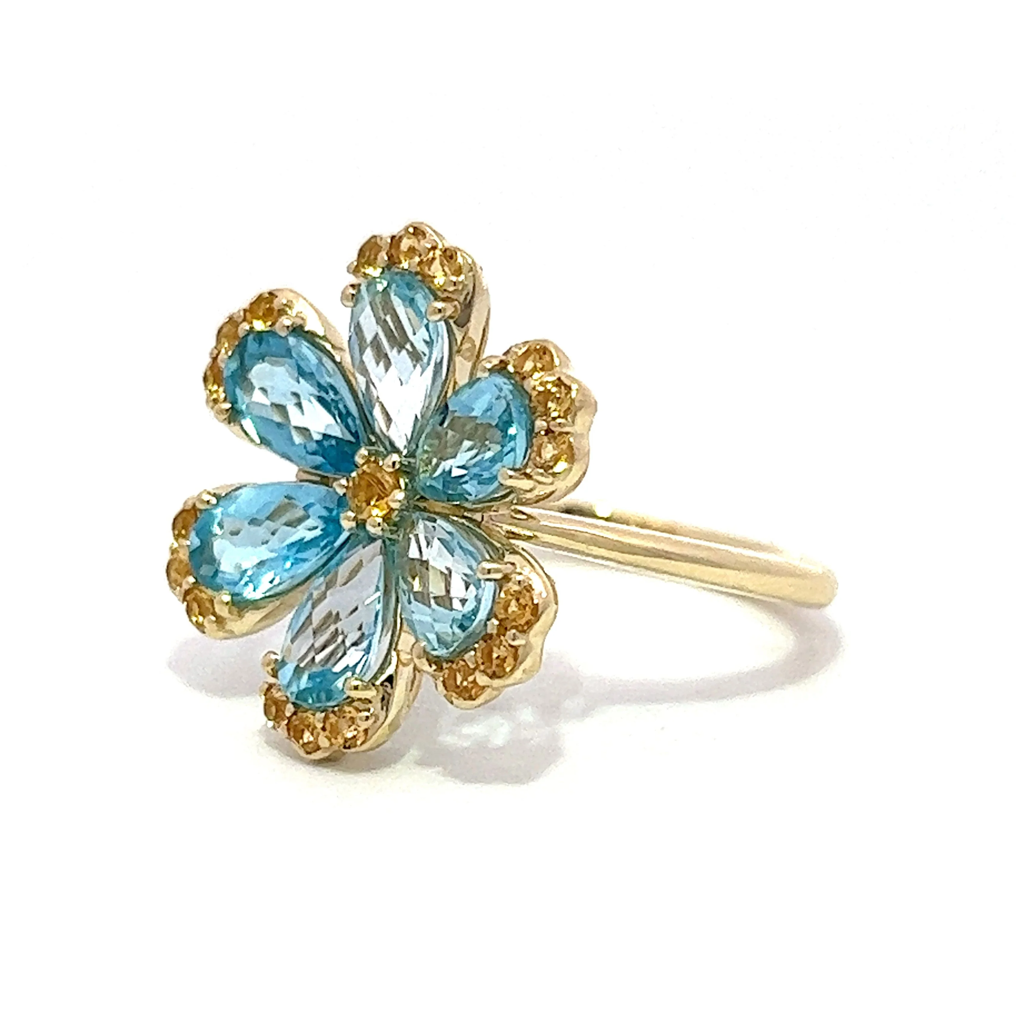 Blue Topaz & Citrine Statement Ring in 14k Yellow Gold - Image 2