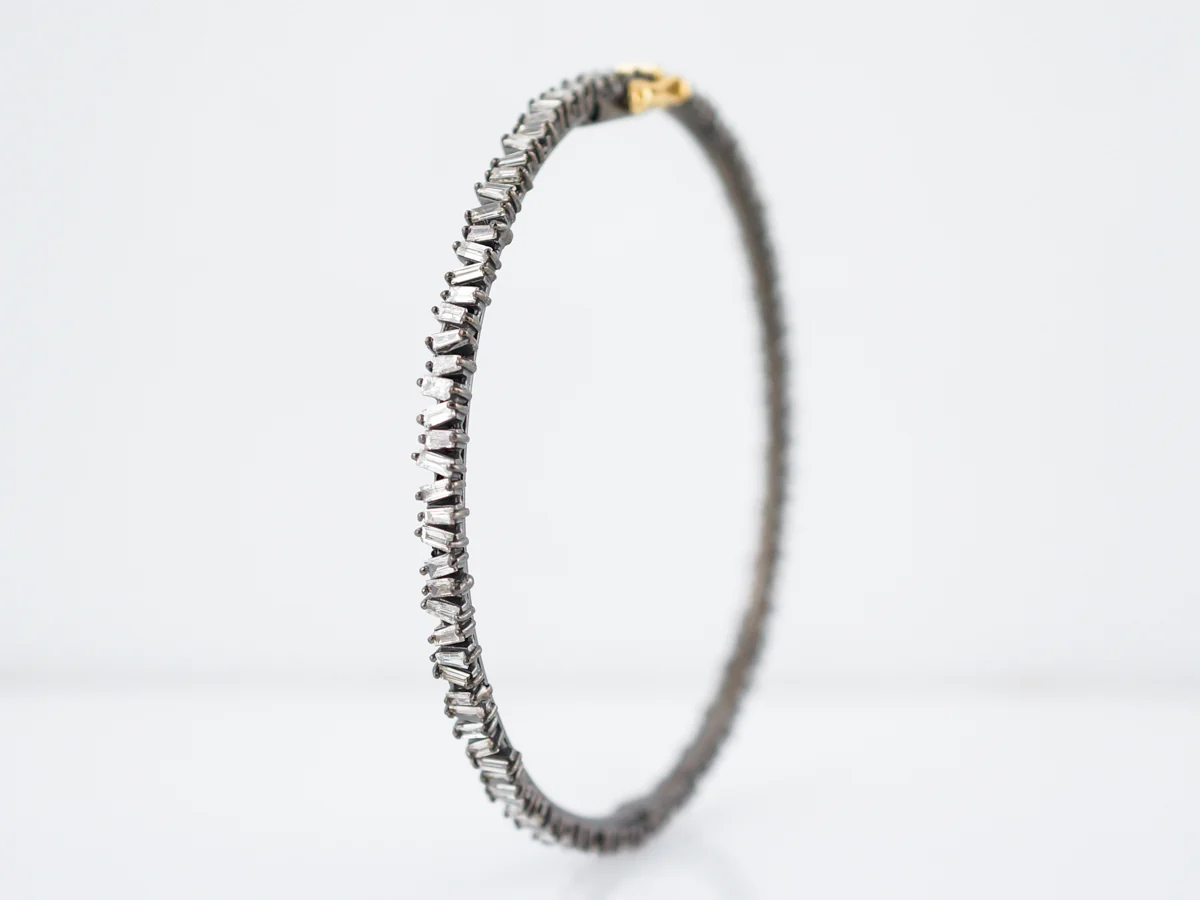 Bracelet Modern 3.18 Tapered Baguette Cut Diamonds in Sterling Silver - Image 4