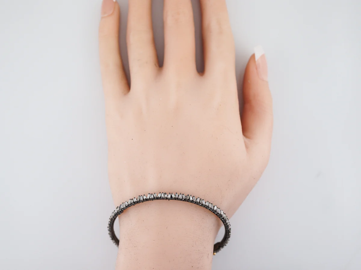Bracelet Modern 3.18 Tapered Baguette Cut Diamonds in Sterling Silver - Image 6