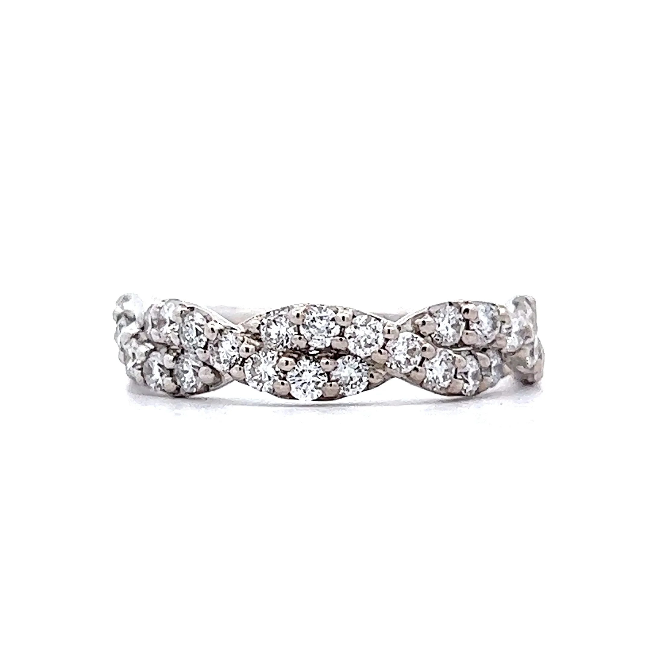 Braided Pave Diamond Wedding Band in 14k White Gold