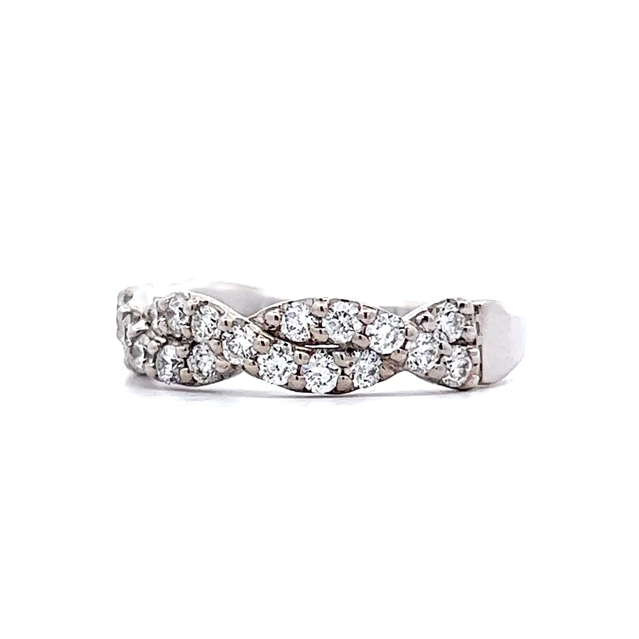 Braided Pave Diamond Wedding Band in 14k White Gold - Image 2