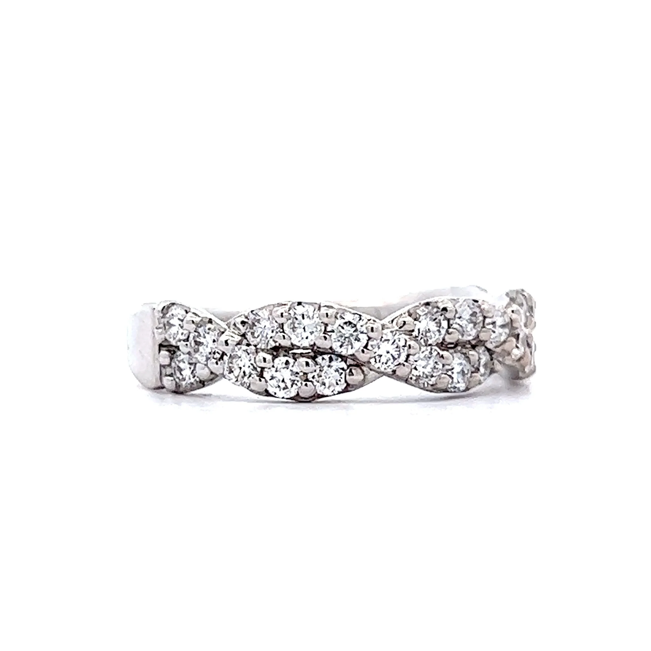 Braided Pave Diamond Wedding Band in 14k White Gold - Image 3