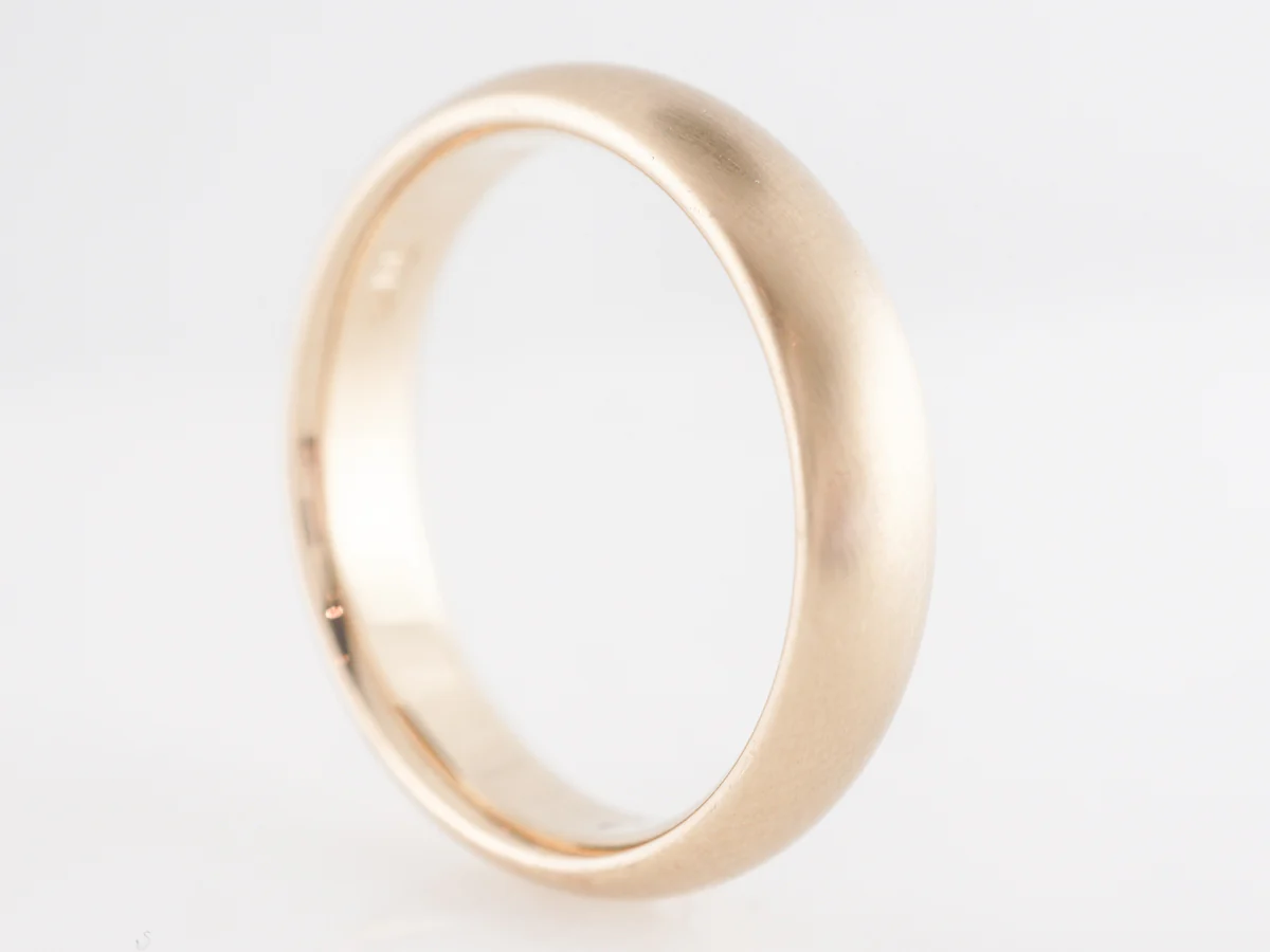 Brushed Finish Yellow Gold Men's Wedding Band - Image 2
