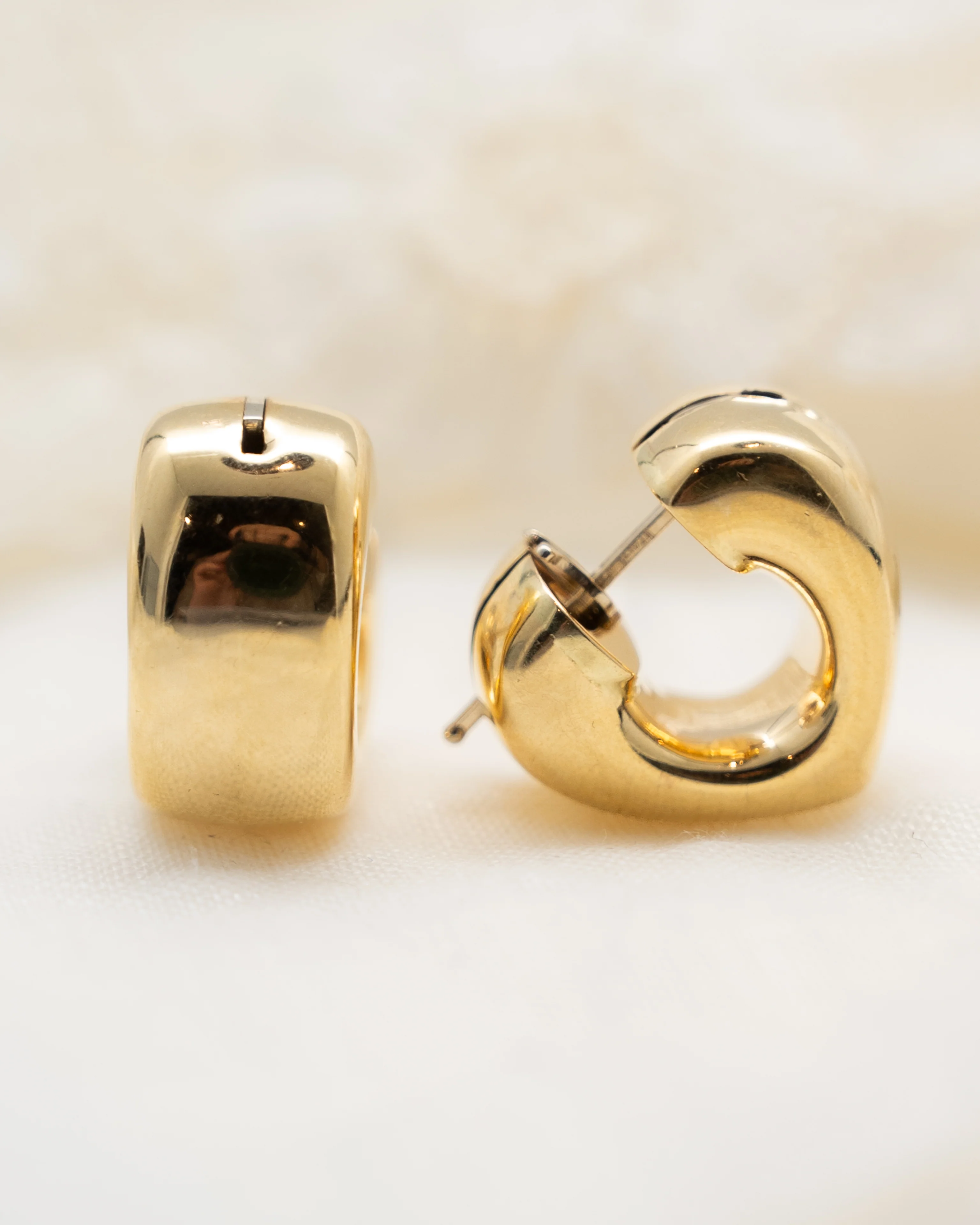 Bubble Heart Huggie Hoop Earrings in 14k - Image 4