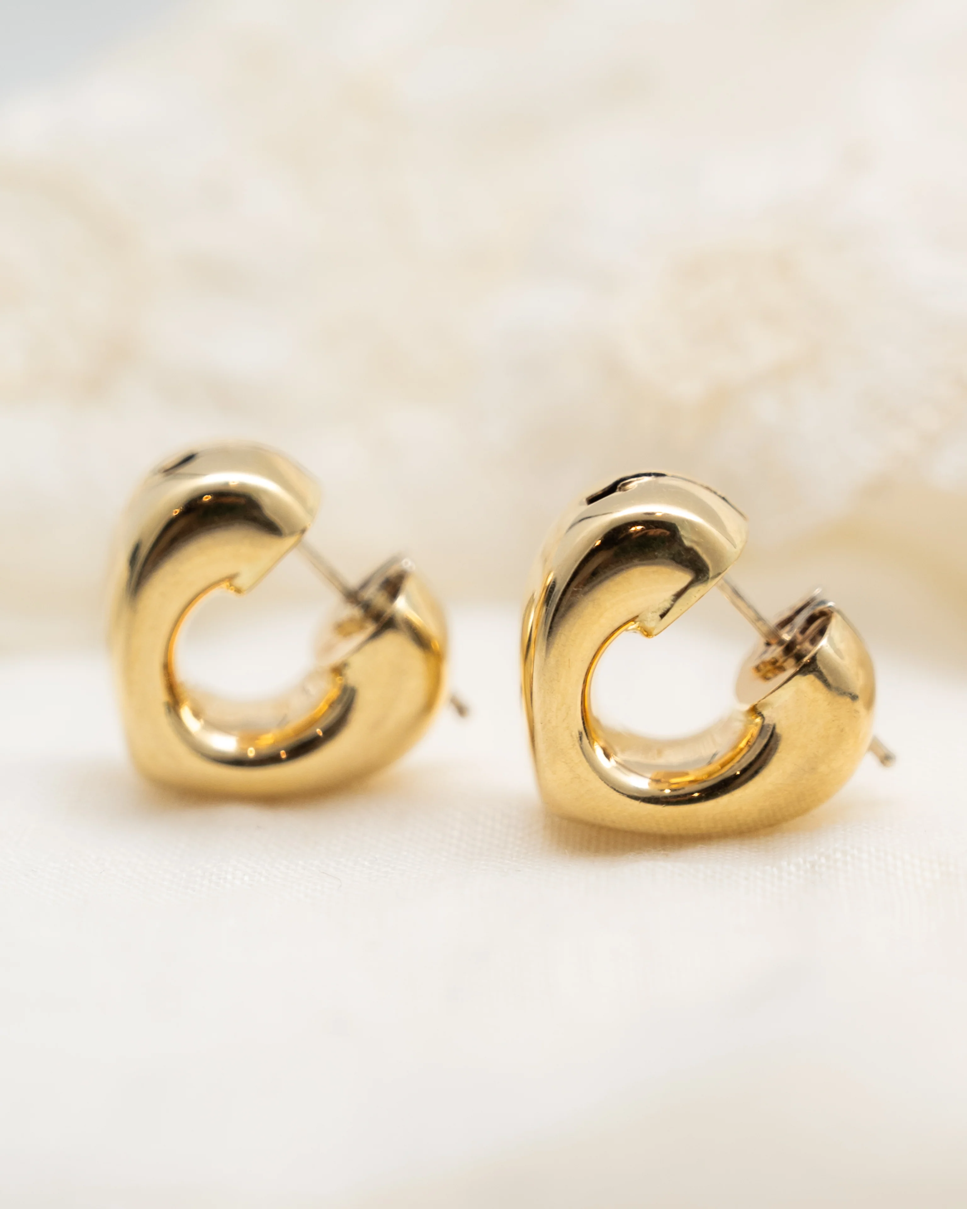 Bubble Heart Huggie Hoop Earrings in 14k - Image 5