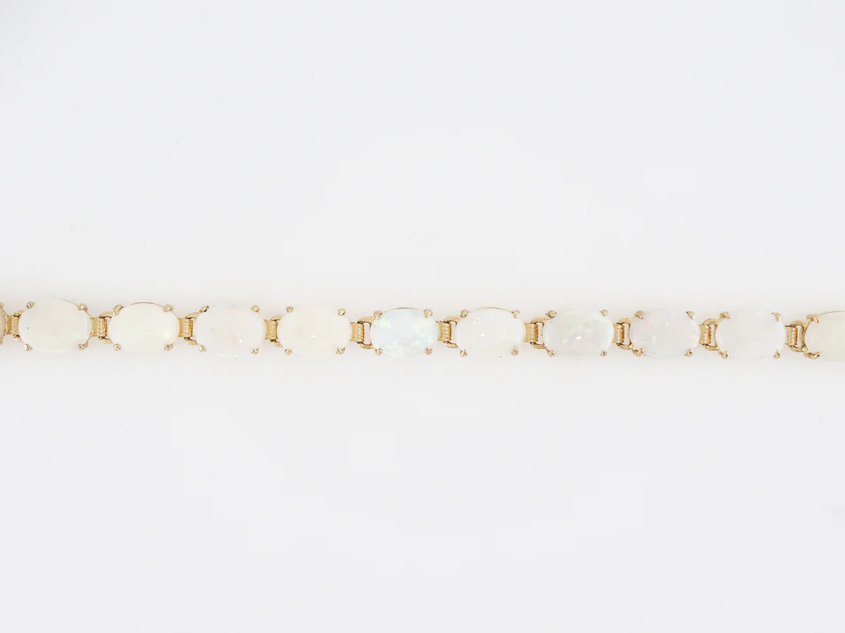 Cabochon Cut Opal Bracelet in 14k Yellow Gold - Image 2