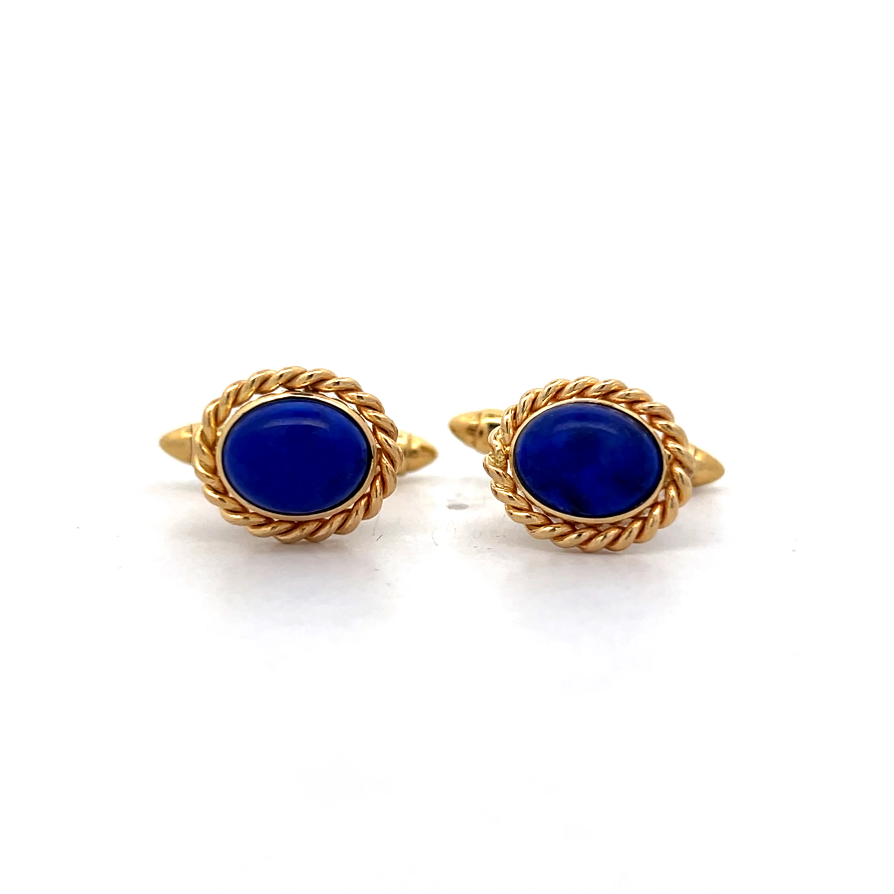 Cabochon Lapis Lazuli Cufflinks in 18k Yellow Gold