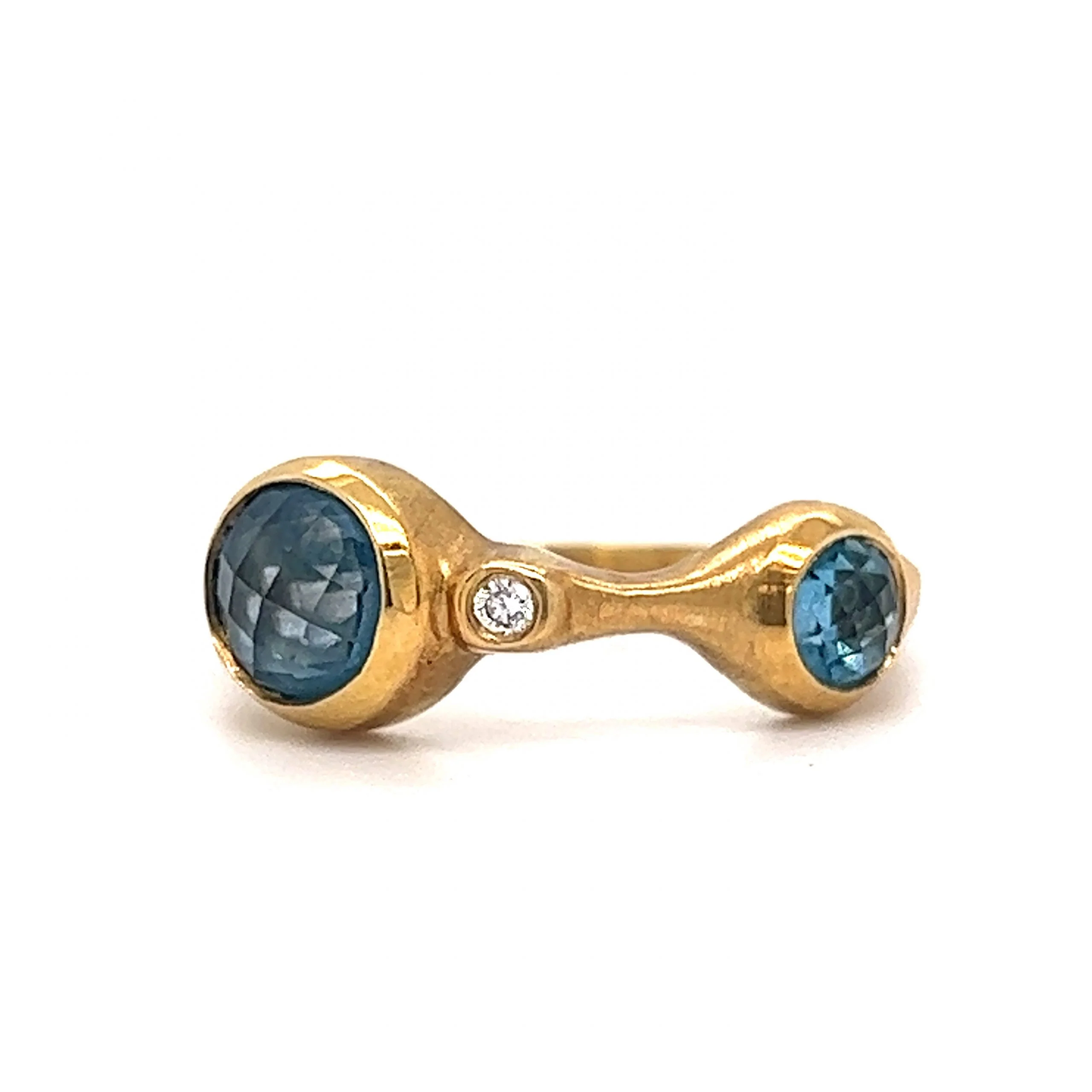 Carelle Blue Topaz & Diamond Stacking Ring in 18k Yellow Gold