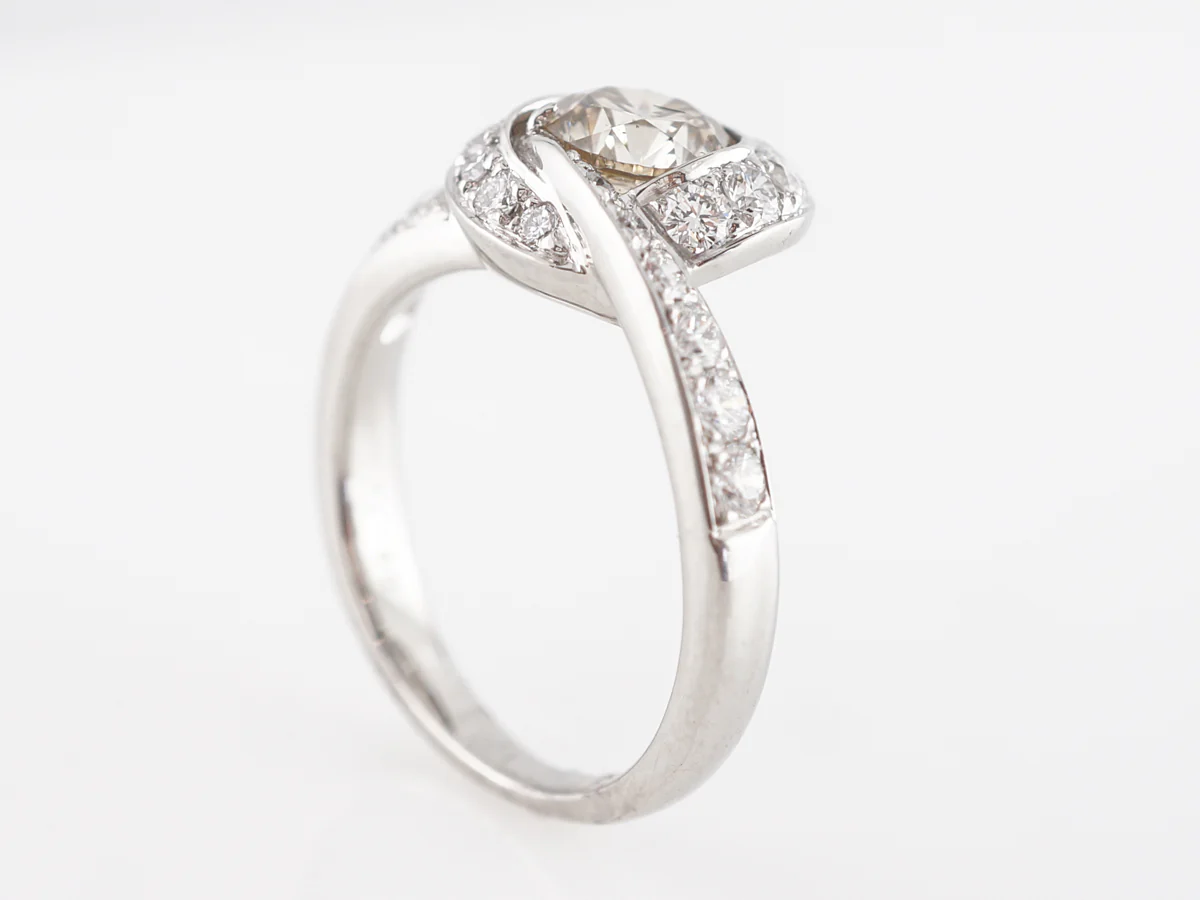 Champagne Diamond Engagement Ring in Platinum - Image 4