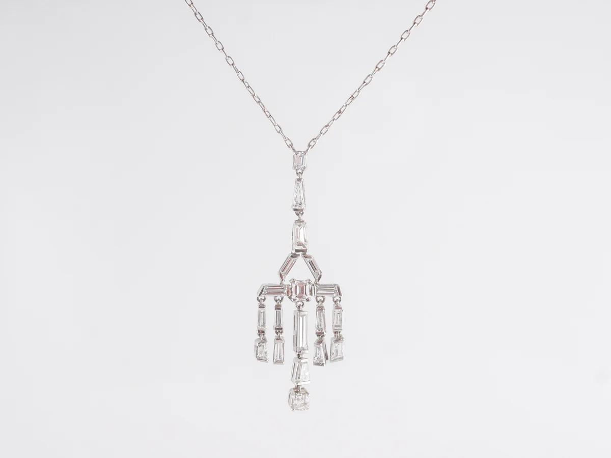 Chandelier Baguette Diamond Necklace in Platinum - Image 2