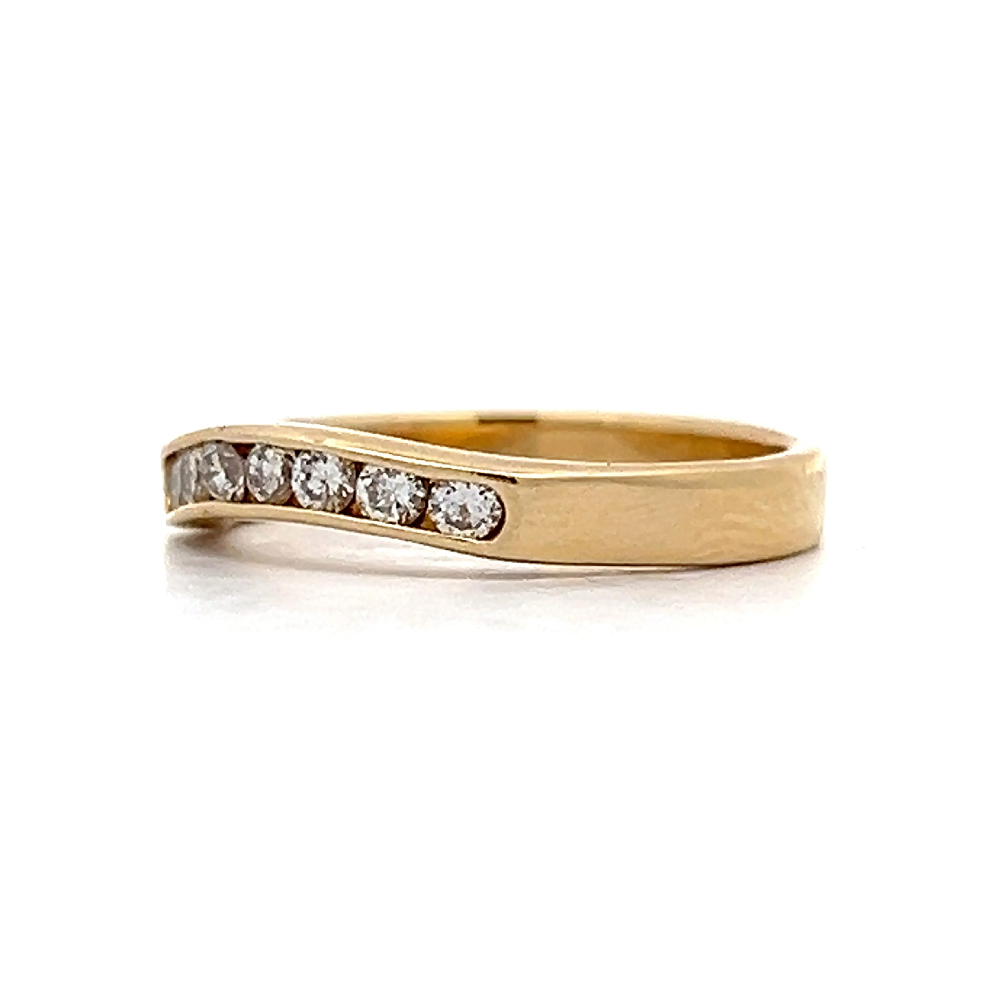 Channel Set Contoured Diamond Band in 14k Yellow Gold - Image 2