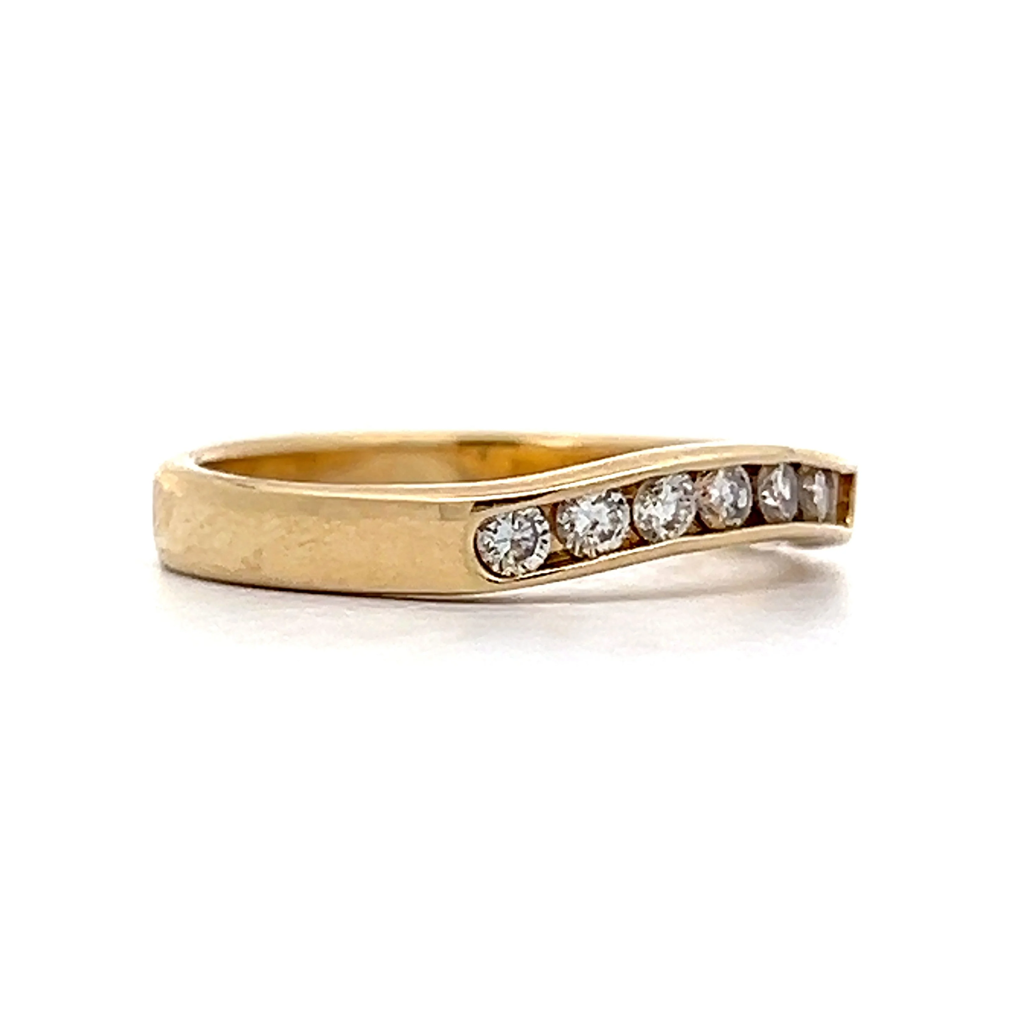 Channel Set Contoured Diamond Band in 14k Yellow Gold - Image 3