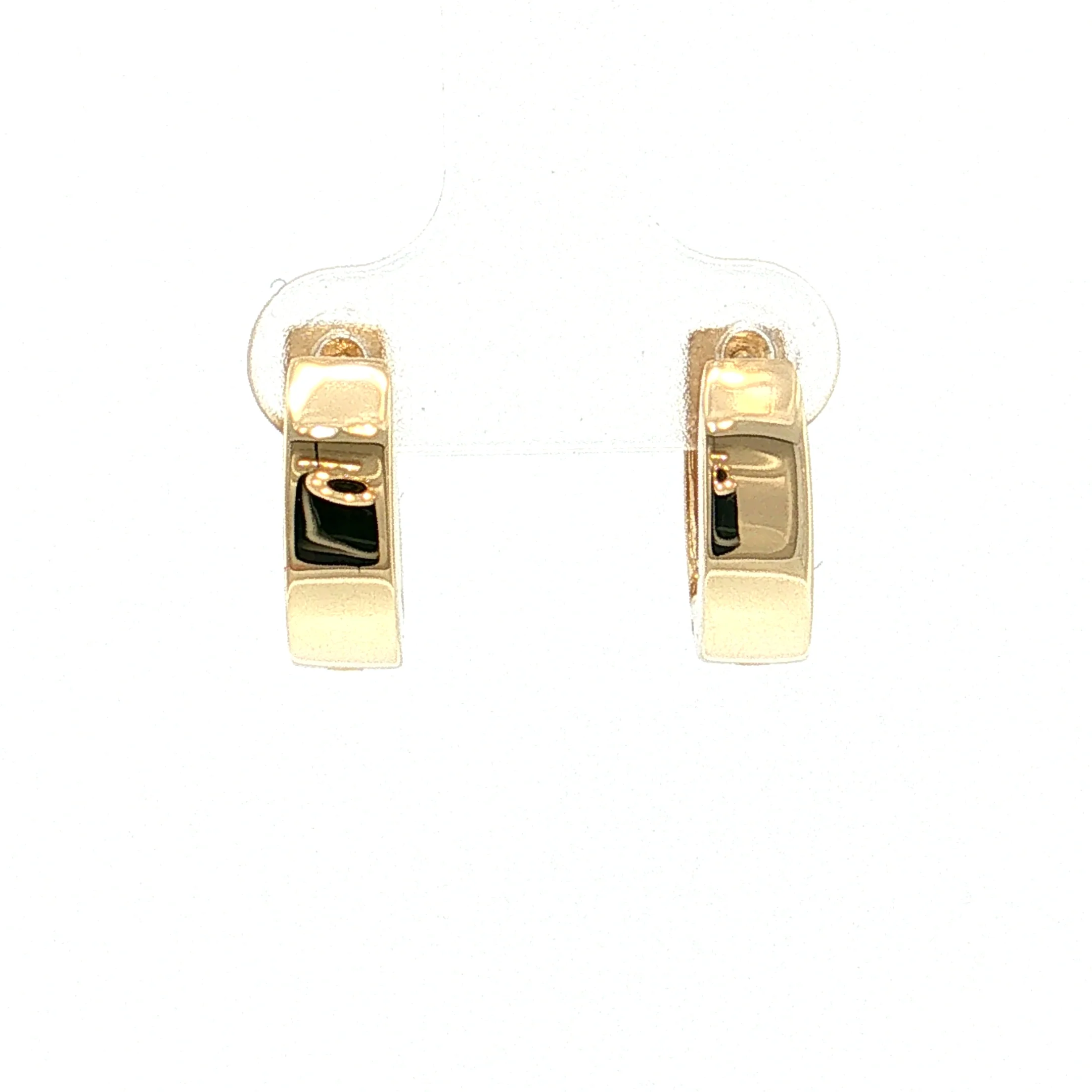 Chunky Huggie Hoop Earrings 14k Yellow Gold