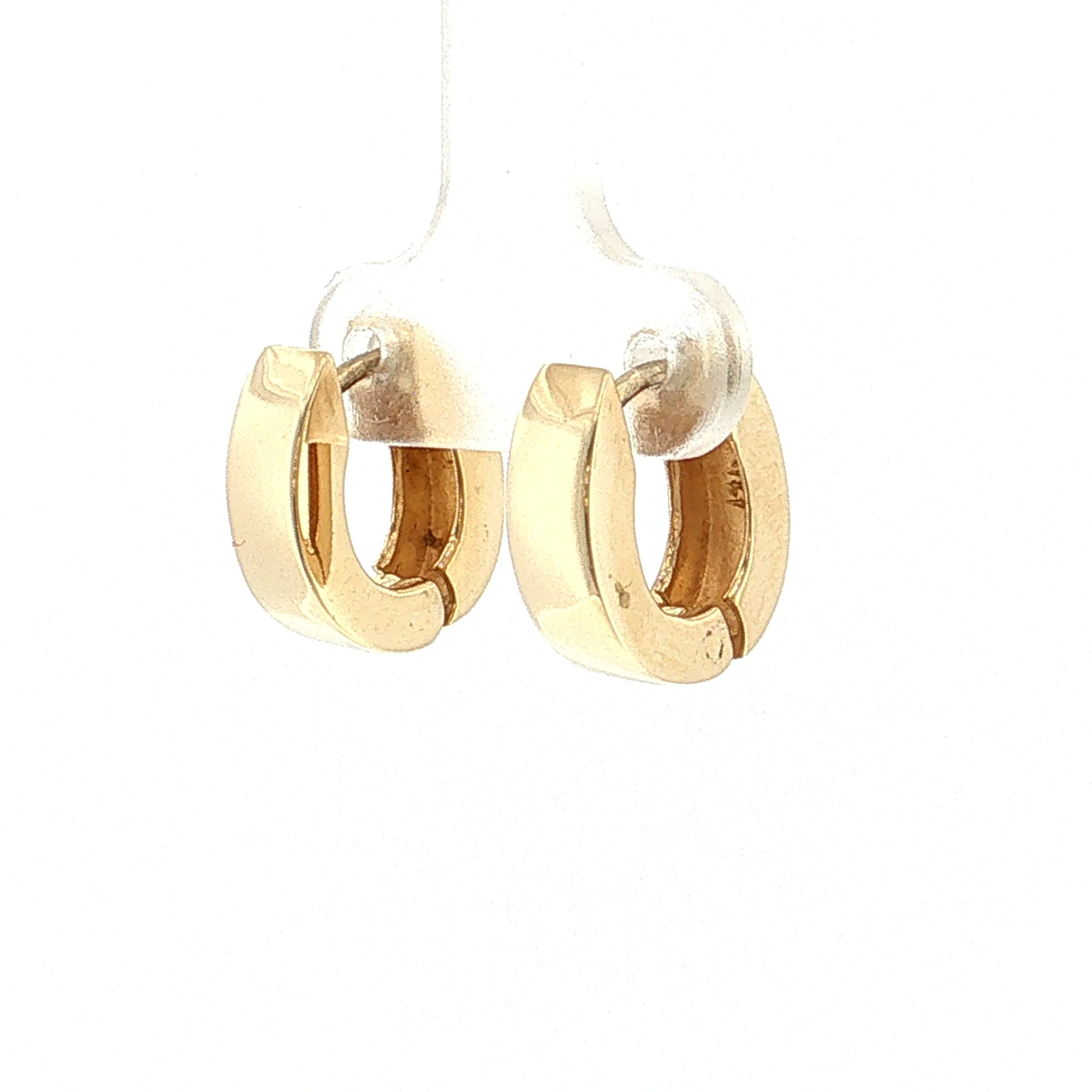 Chunky Huggie Hoop Earrings 14k Yellow Gold - Image 2