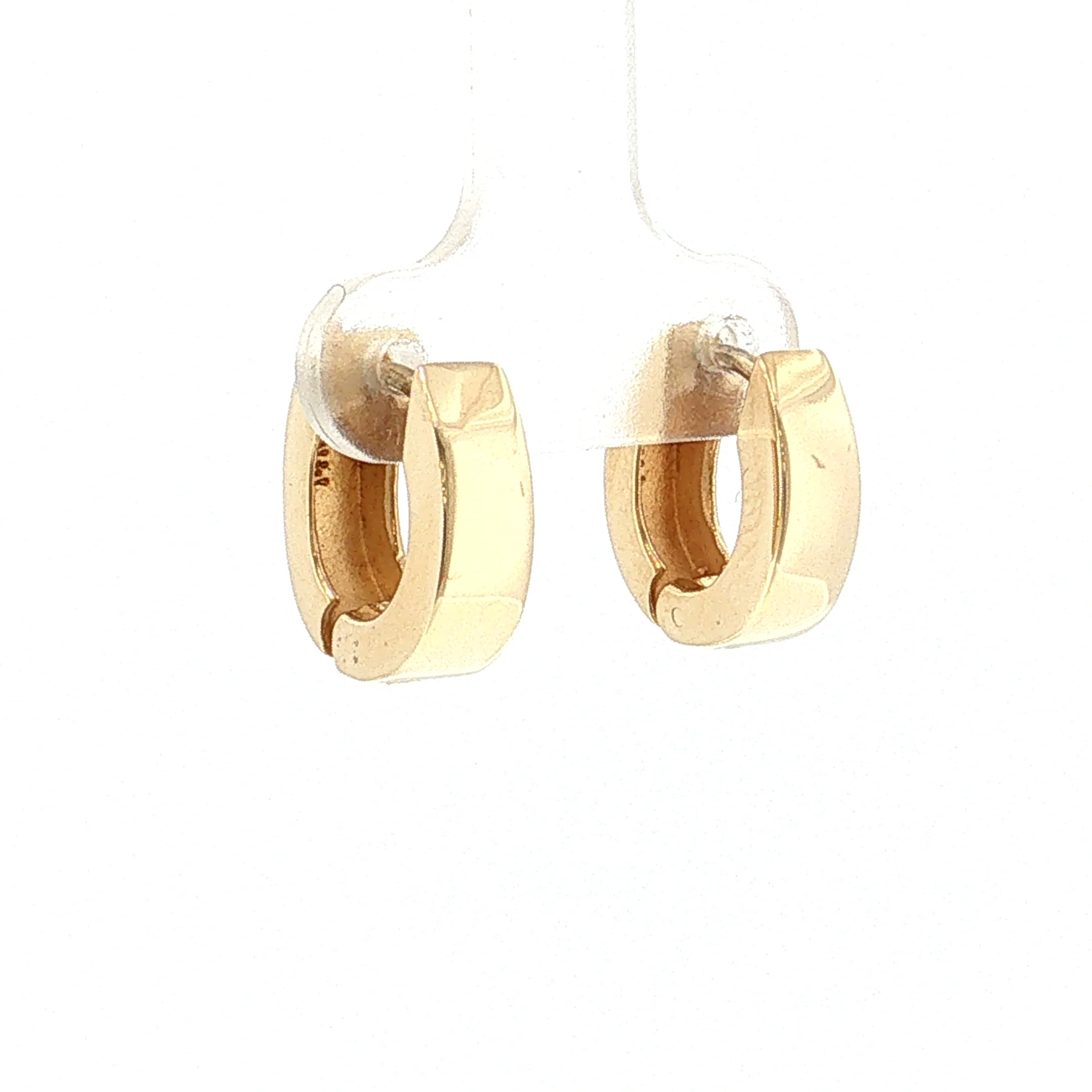 Chunky Huggie Hoop Earrings 14k Yellow Gold - Image 3