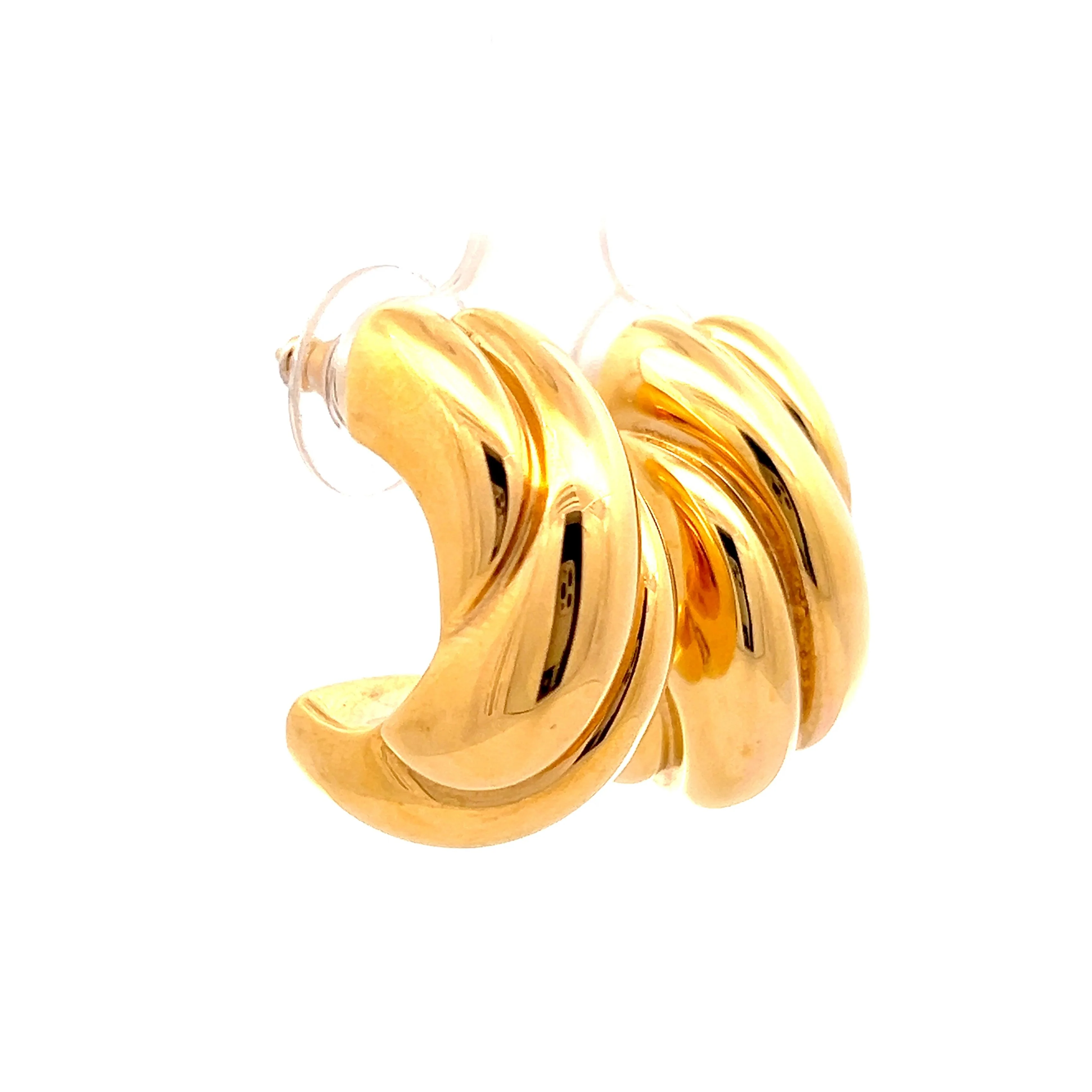 Chunky J Hoop Earrings in 14k Yellow Gold - Image 3