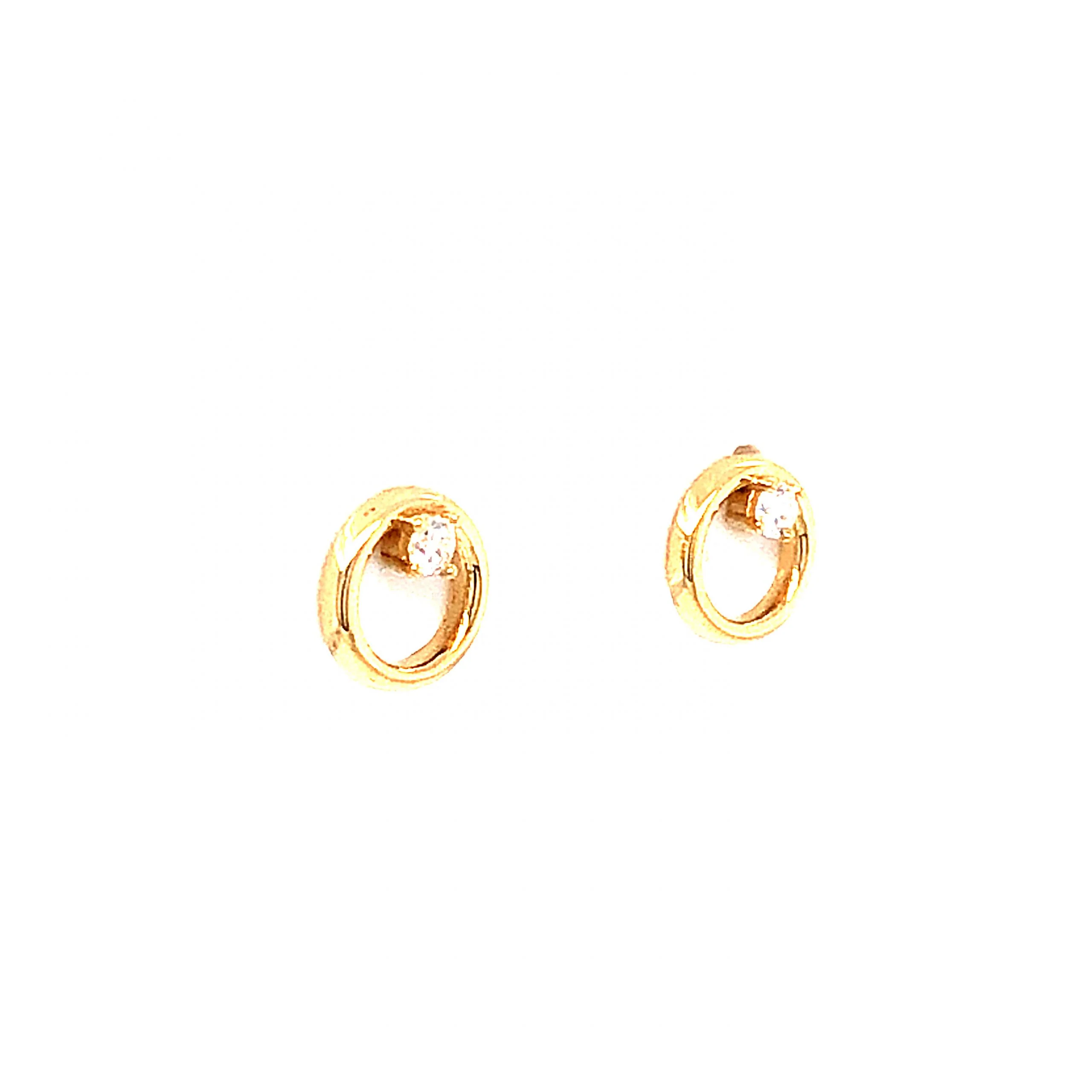 Circular Diamond Stud Earrings in 14k Yellow Gold - Image 2