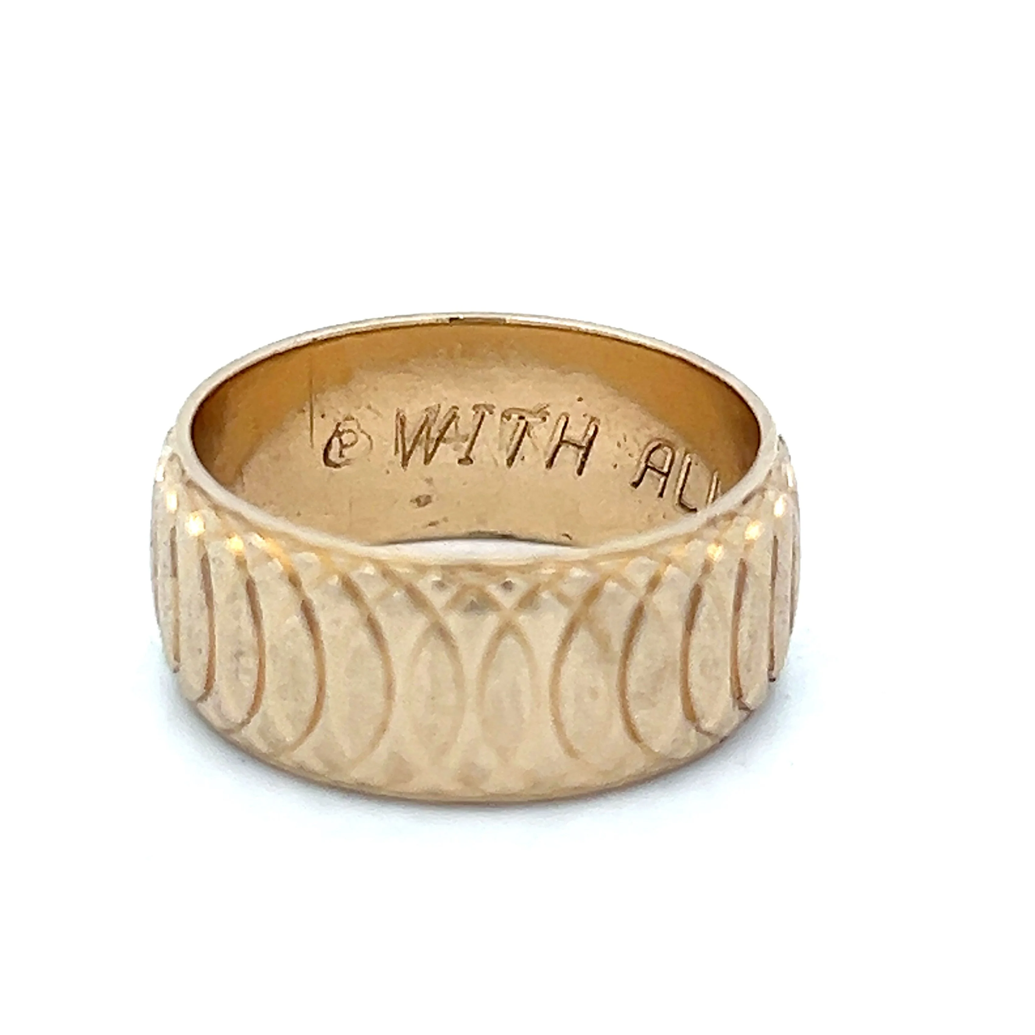 Circular Geometric Pattern Wedding Band in 14k - Image 6