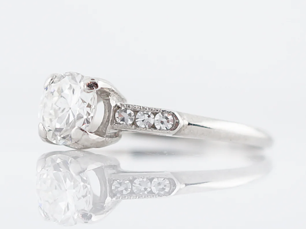 Classic Solitaire Diamond Engagement Ring 1930's Art Deco - Image 2