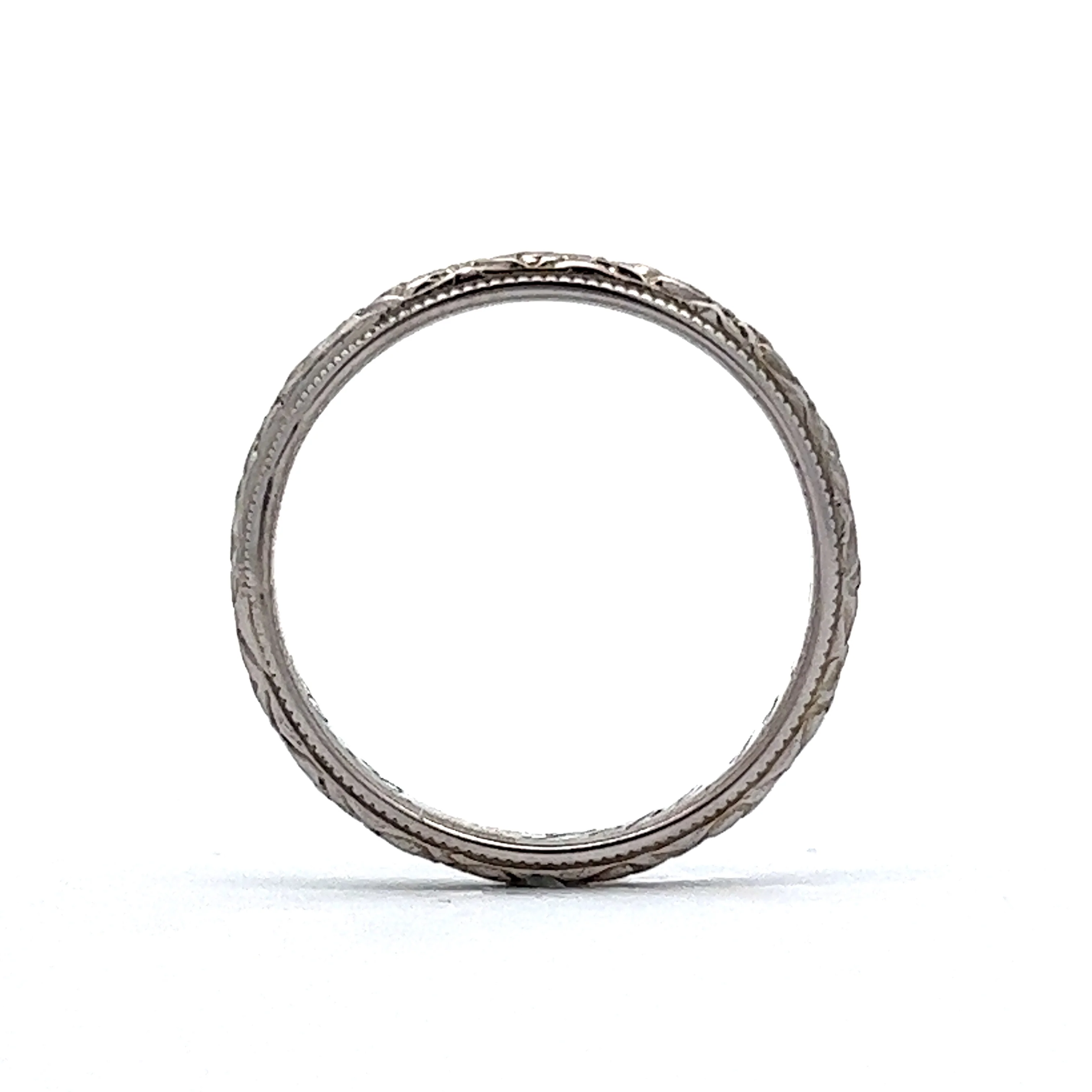 Vintage Art Deco Orange Blossom Wedding Band in 18k White Gold - Image 4