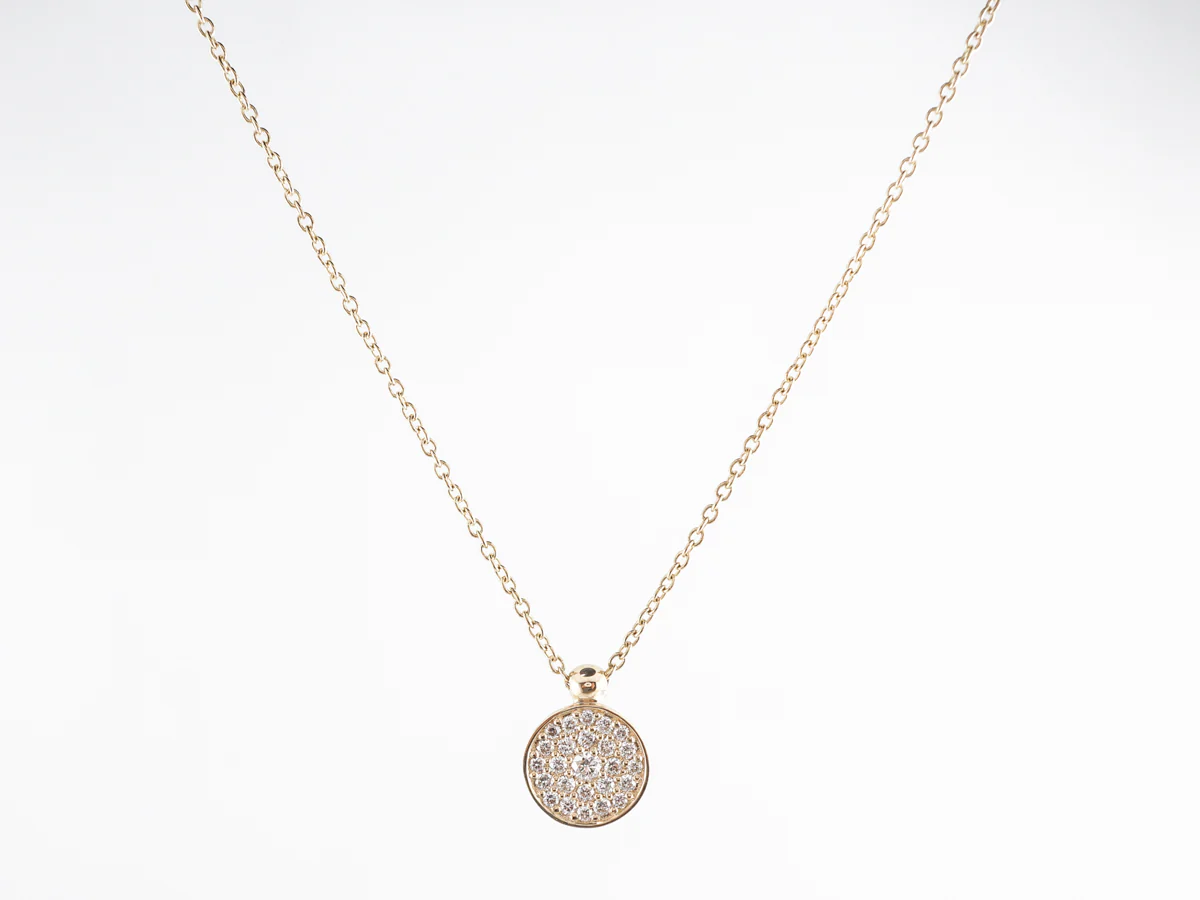 Cluster Diamond Disc Pendant Necklace in 14k Yellow Gold - Image 2