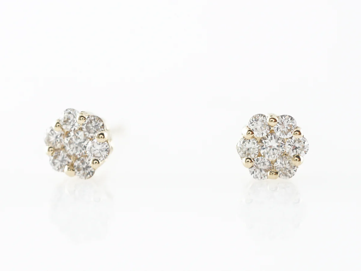 Cluster Diamond Stud Earrings in 14k Yellow Gold
