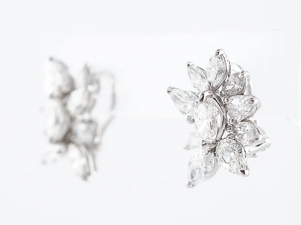 Cluster Earrings Modern 7.42 Pear & Marquise Cut Diamonds in Platinum - Image 3