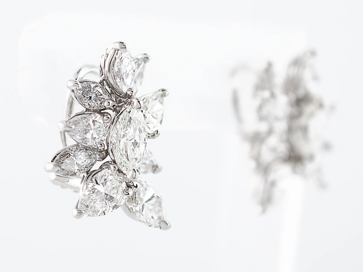Cluster Earrings Modern 7.42 Pear & Marquise Cut Diamonds in Platinum - Image 4