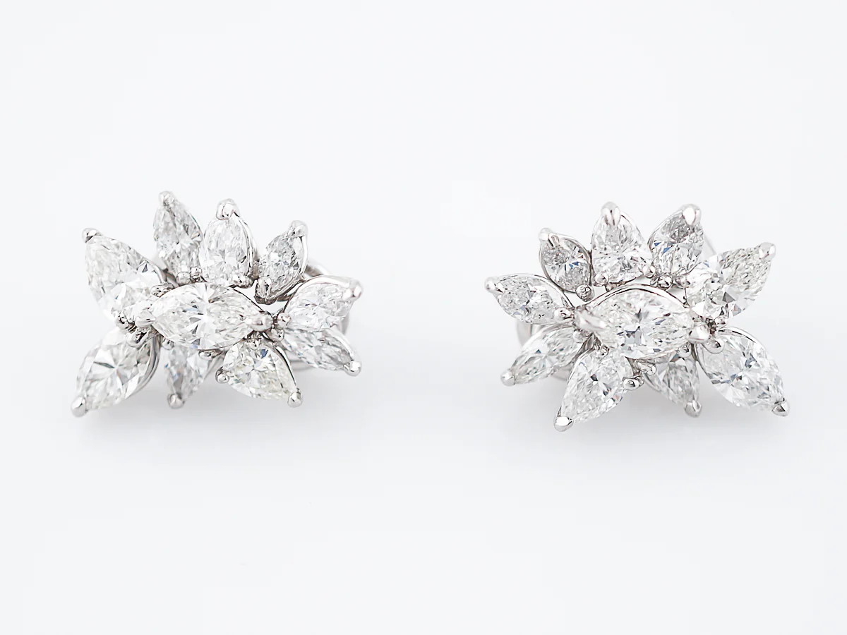 Cluster Earrings Modern 7.42 Pear & Marquise Cut Diamonds in Platinum - Image 5