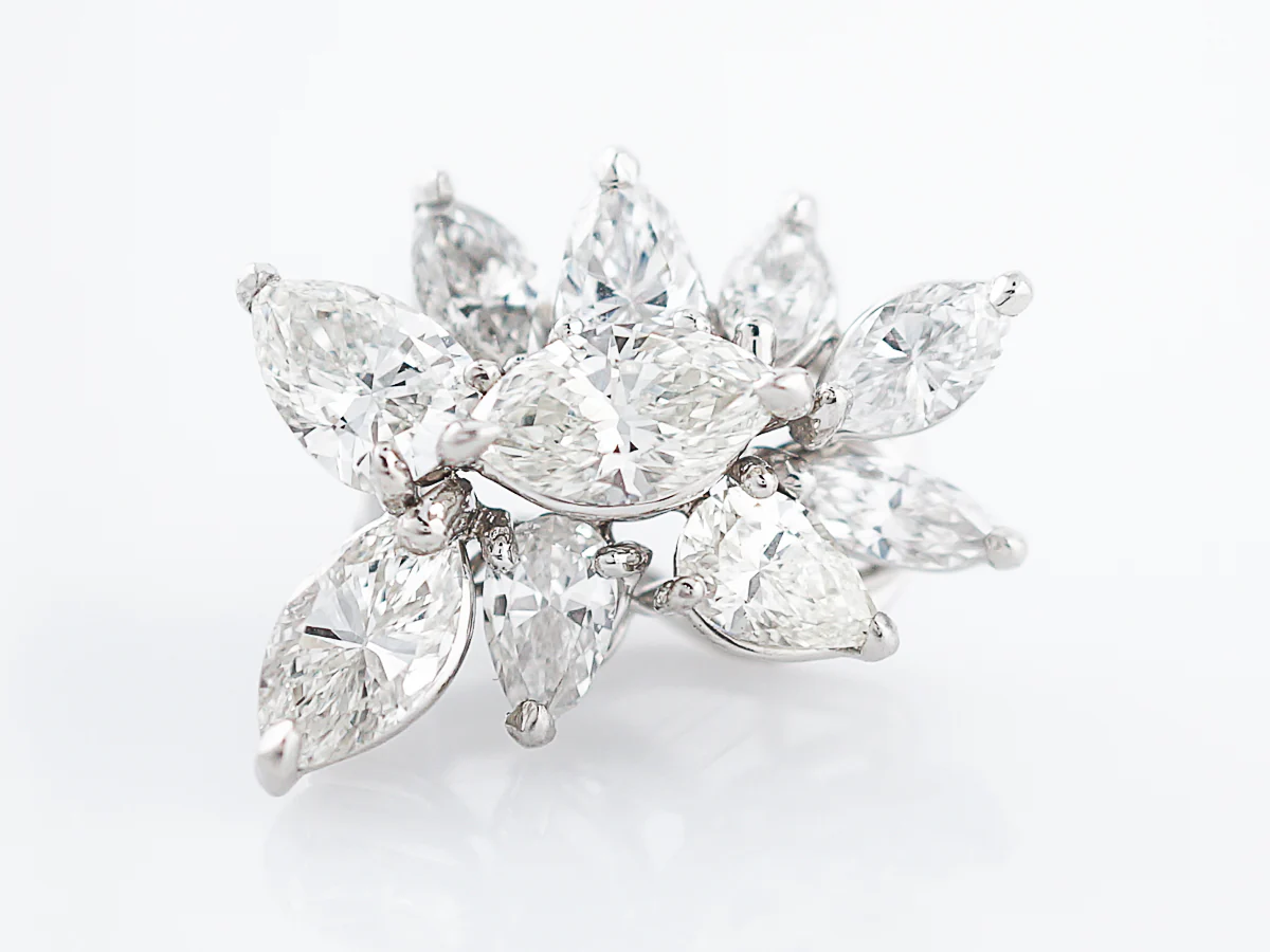 Cluster Earrings Modern 7.42 Pear & Marquise Cut Diamonds in Platinum - Image 7