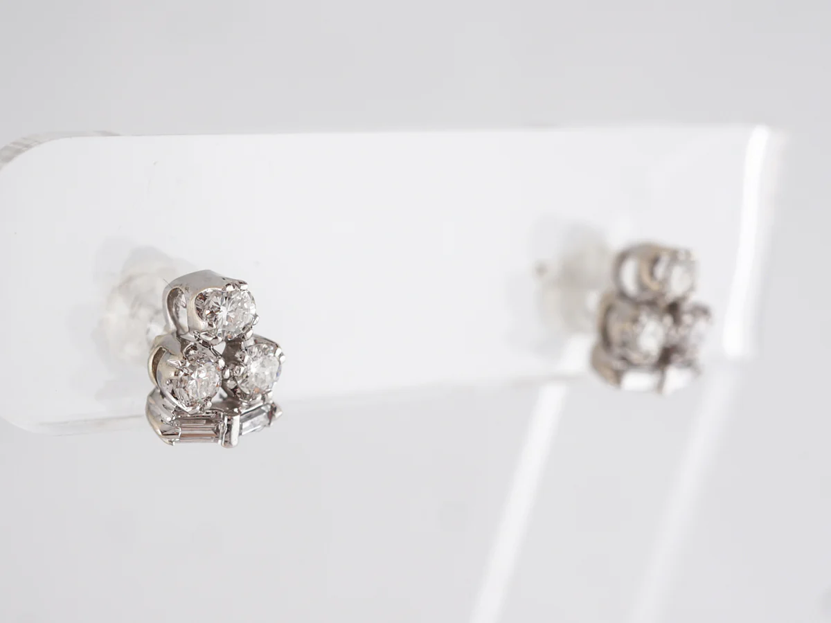 Cluster Earrings Studs w/ Round Brilliant Diamonds in 14k - Image 3