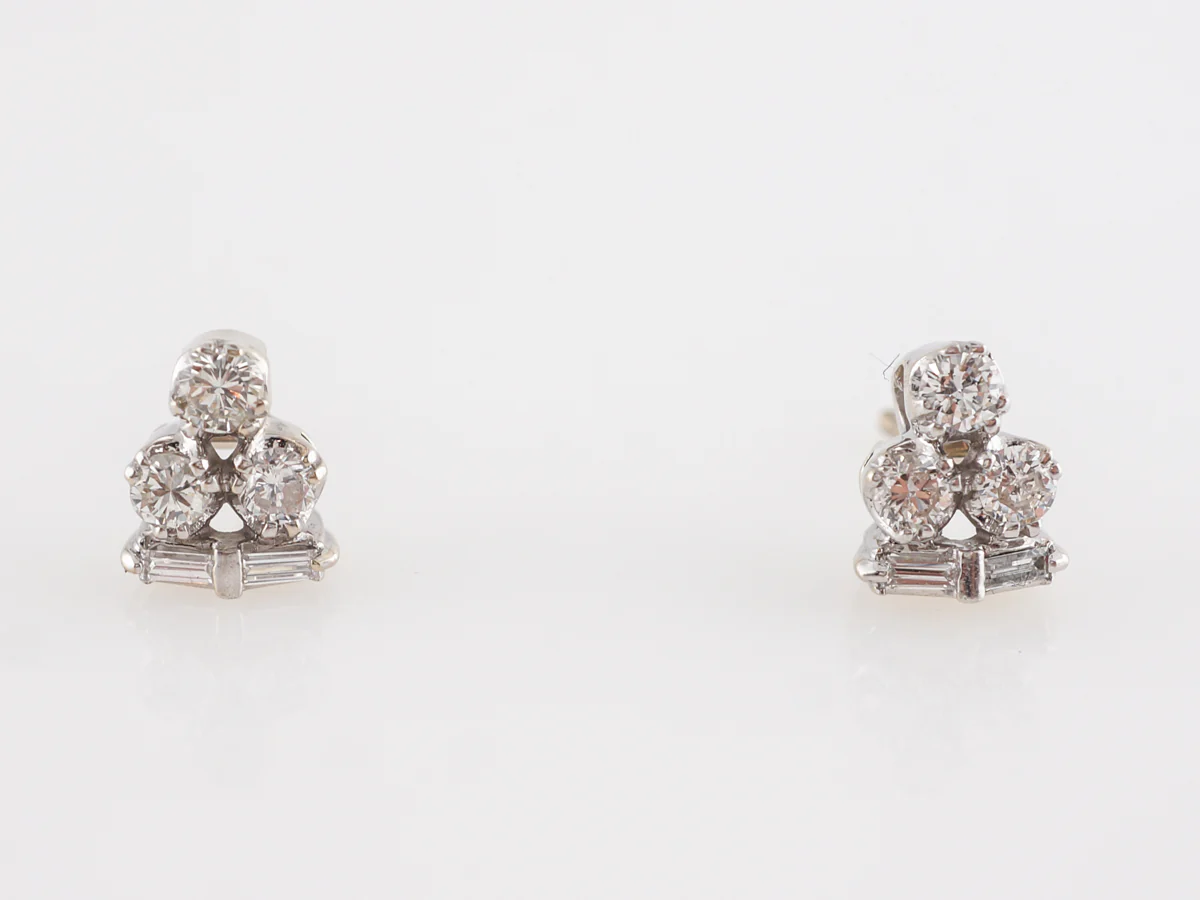 Cluster Earrings Studs w/ Round Brilliant Diamonds in 14k - Image 4