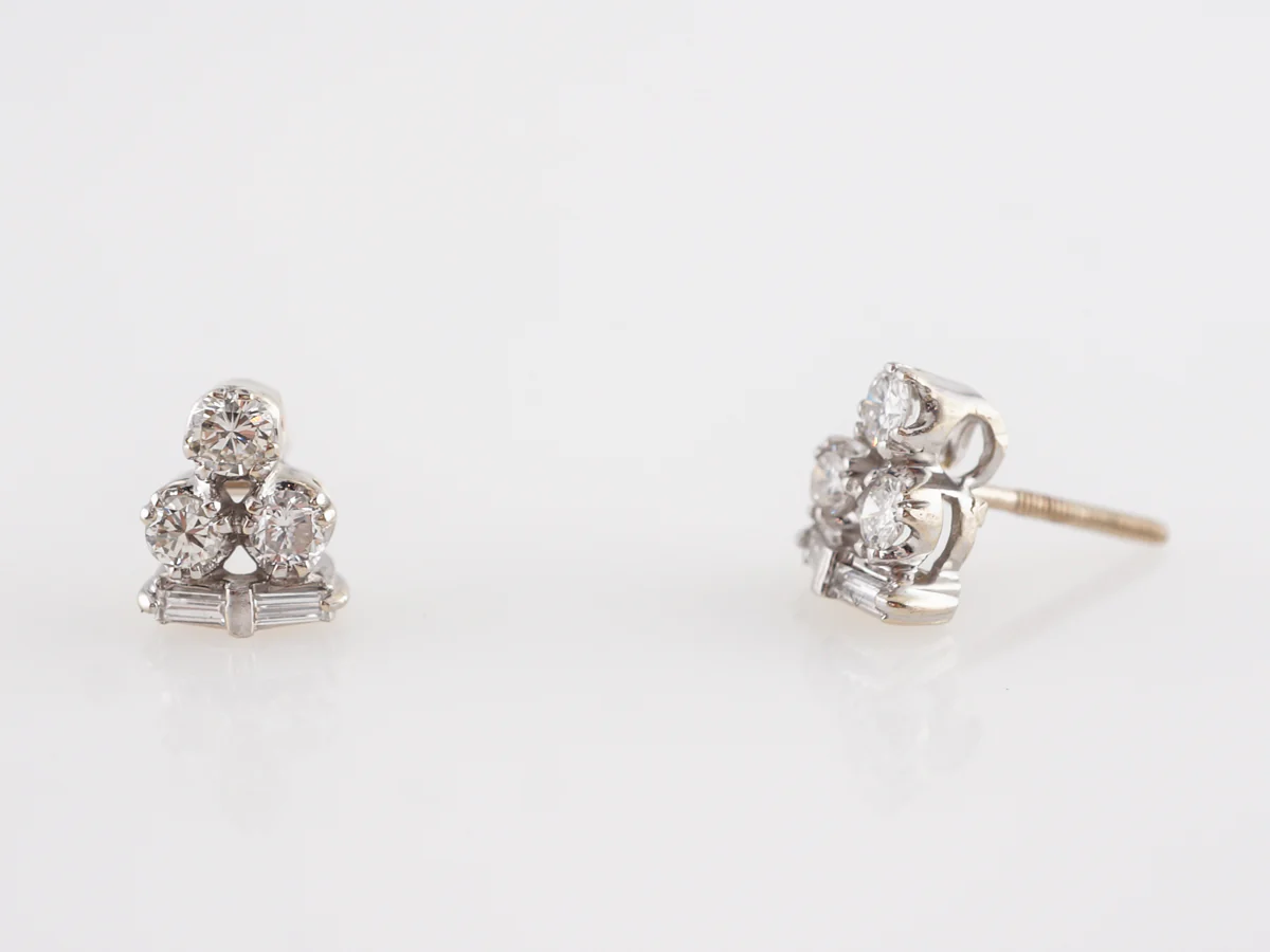 Cluster Earrings Studs w/ Round Brilliant Diamonds in 14k - Image 5