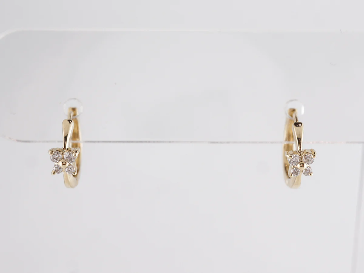 Cluster Earrings w/ Round Brilliant Diamonds in Yellow Gold - Image 4