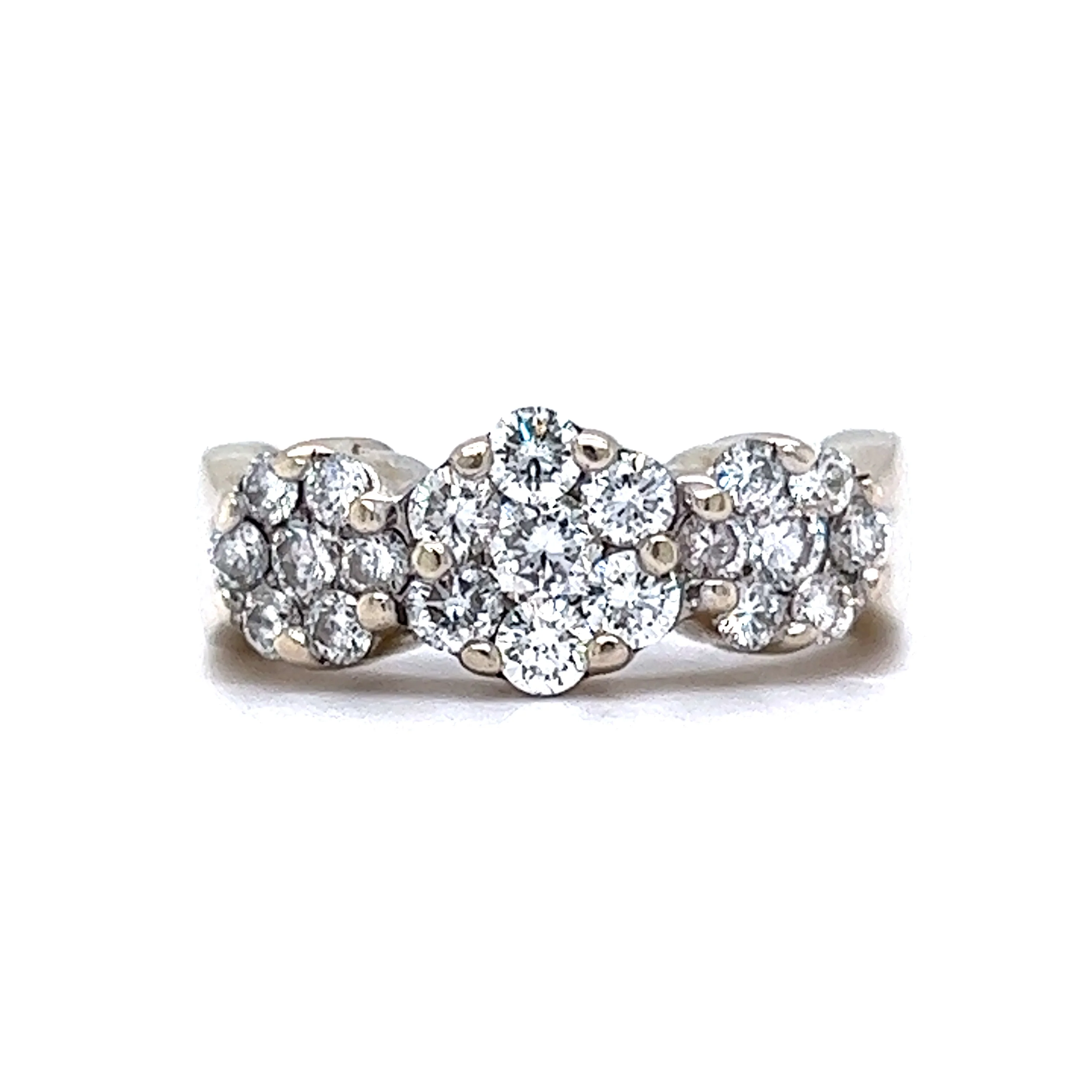 Cluster Pave Diamond Cocktail Ring in 14k White Gold