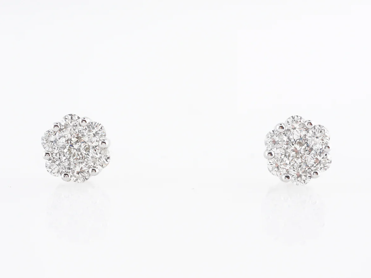 Cluster Pave Earring Studs w/ Round Brilliant Diamonds