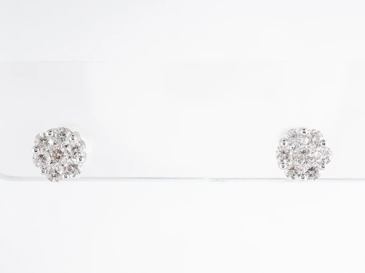 Cluster Pave Earring Studs w/ Round Brilliant Diamonds - Image 2