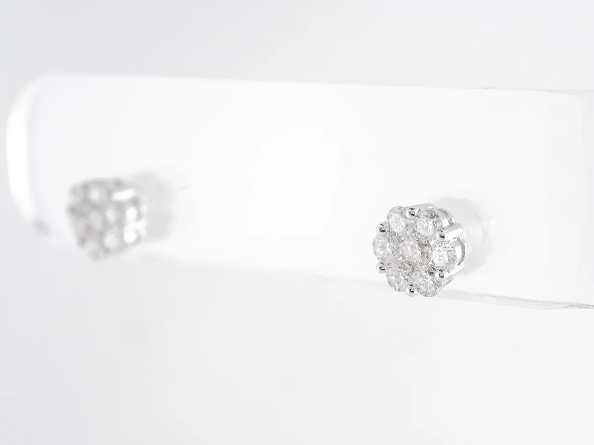 Cluster Pave Earring Studs w/ Round Brilliant Diamonds - Image 3