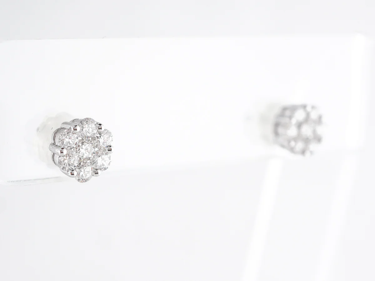 Cluster Pave Earring Studs w/ Round Brilliant Diamonds - Image 4