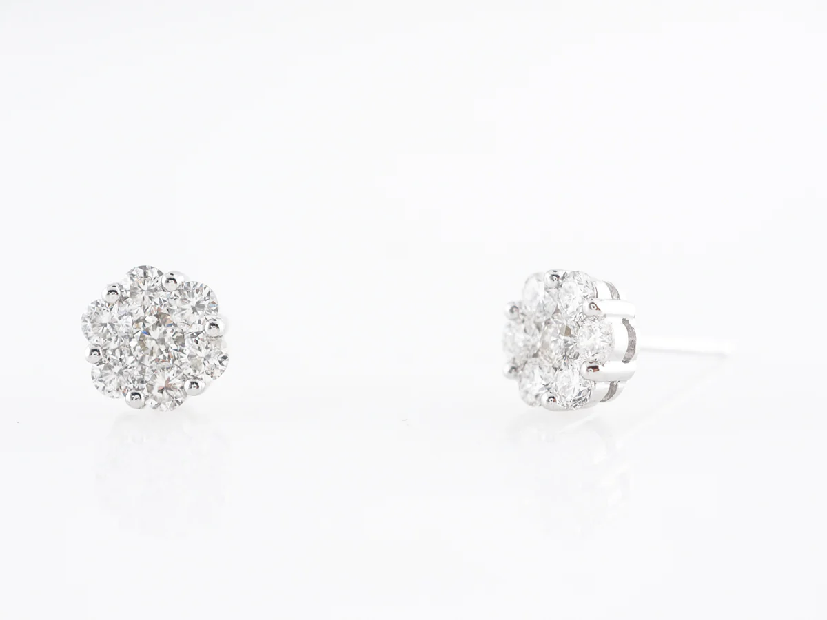 Cluster Pave Earring Studs w/ Round Brilliant Diamonds - Image 5