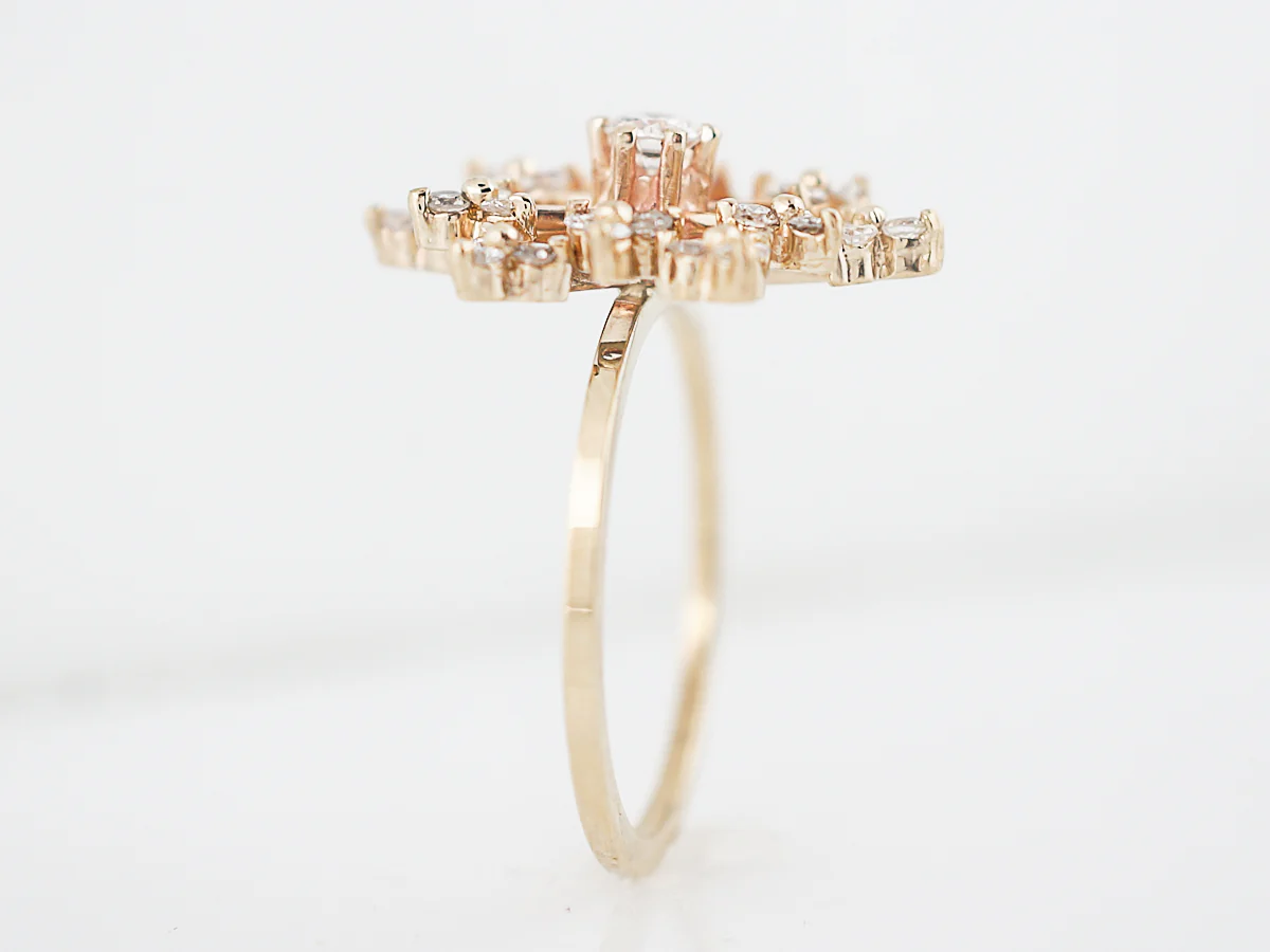 Cluster Snowflake Ring Modern .65 Round Brilliant Cut Diamonds in 14k Yellow Gold - Image 5