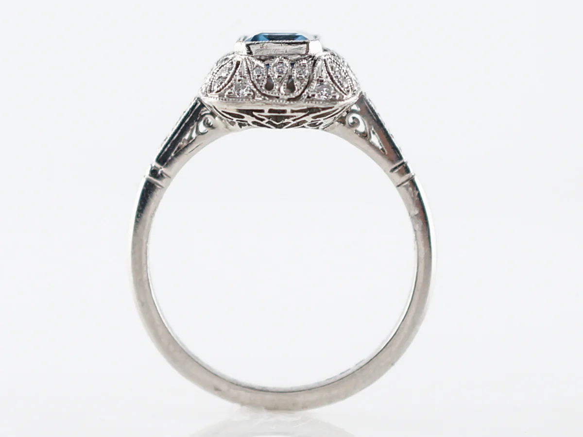 Cocktail Ring Modern .64 Emerald Cut Aquamarine in Platinum - Image 4