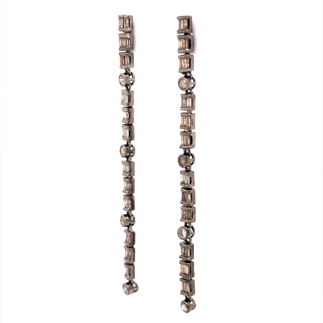 Cognac Diamond Drop Earrings in Sterling Silver - Image 2