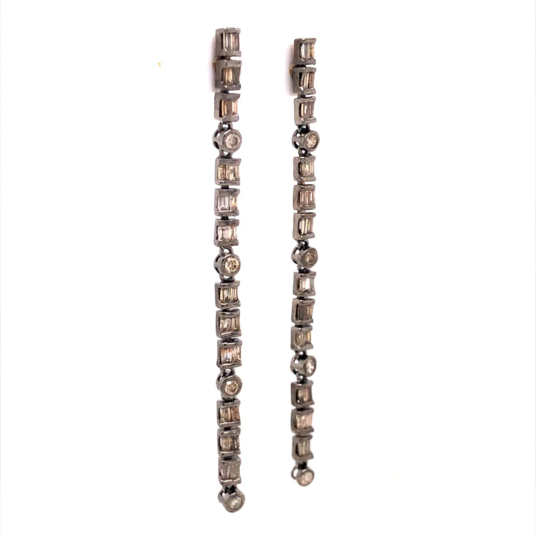 Cognac Diamond Drop Earrings in Sterling Silver - Image 3