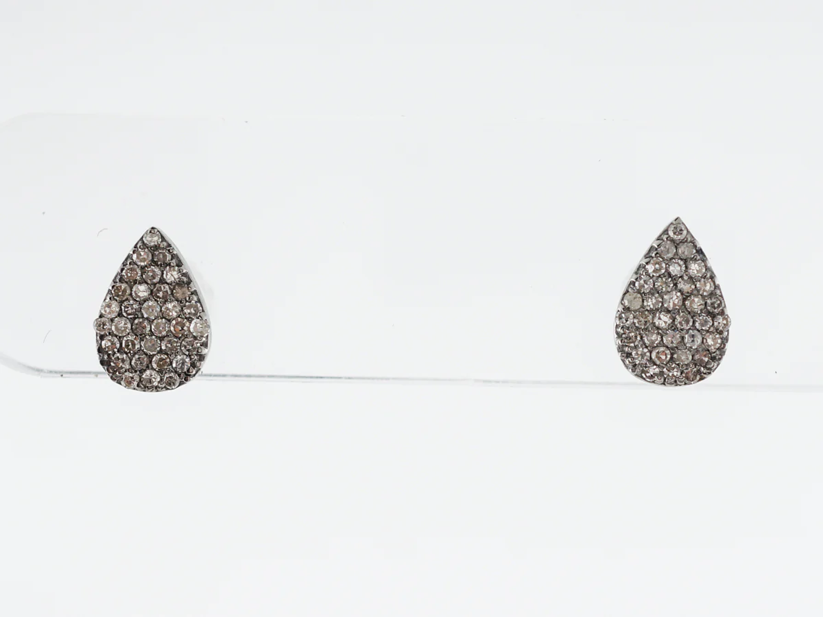 Cognac Diamond Stud Earrings in Sterling Silver
