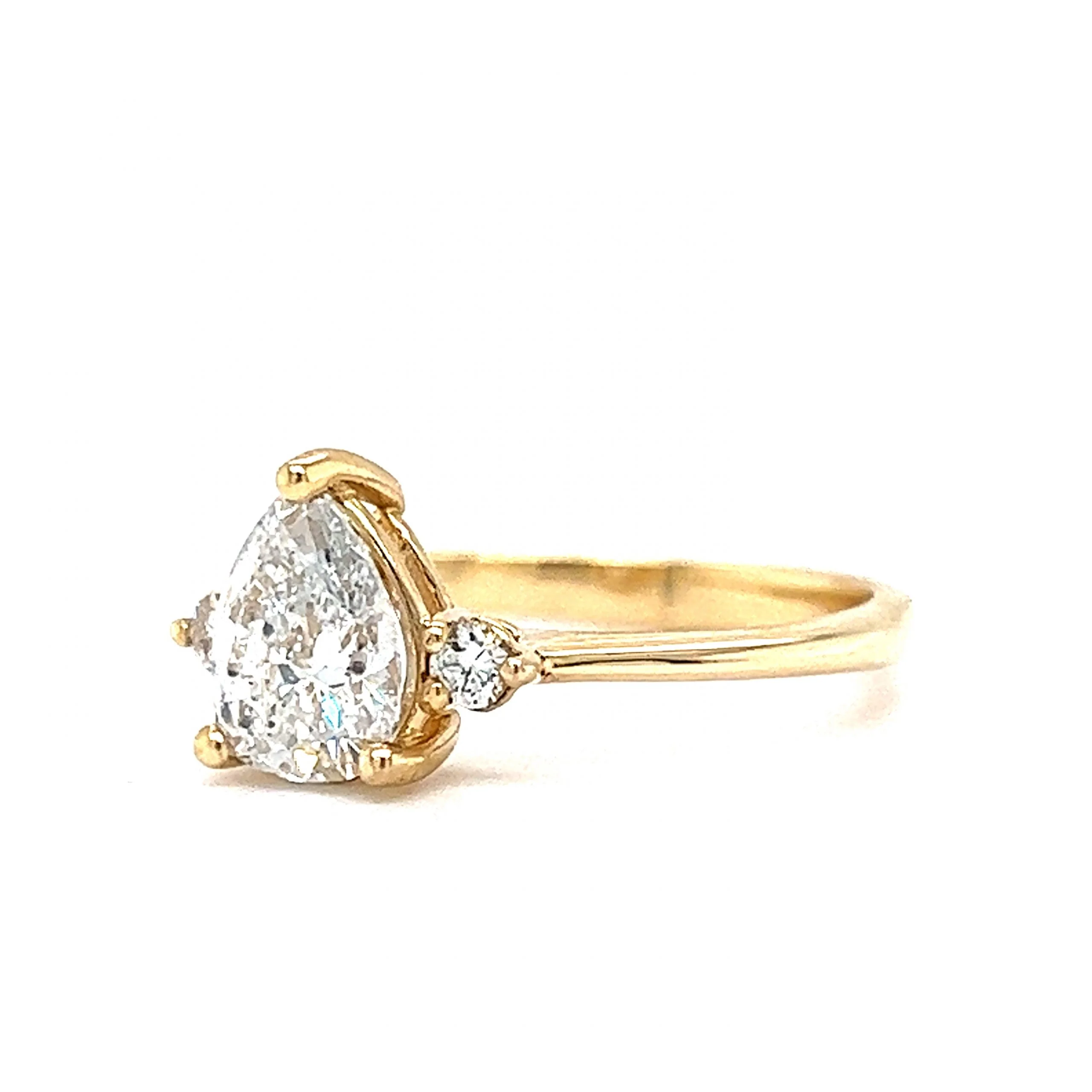 Colorless 1.01 Pear Cut Diamond Engagement Ring in 14k Gold - Image 2