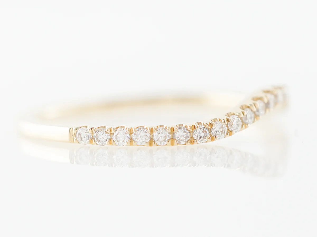 Contour Wedding Band w/ Diamonds in Yellow Gold - Image 3